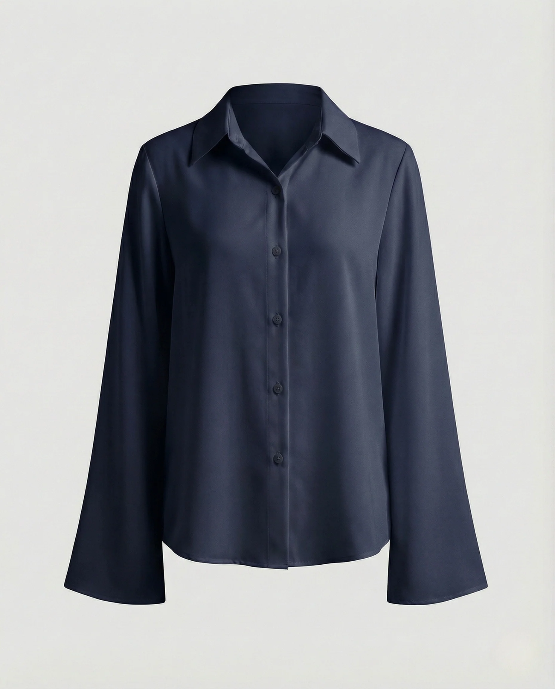 Damen Elegante Chiffon Hemdbluse mit Glockenärmeln - Image 6