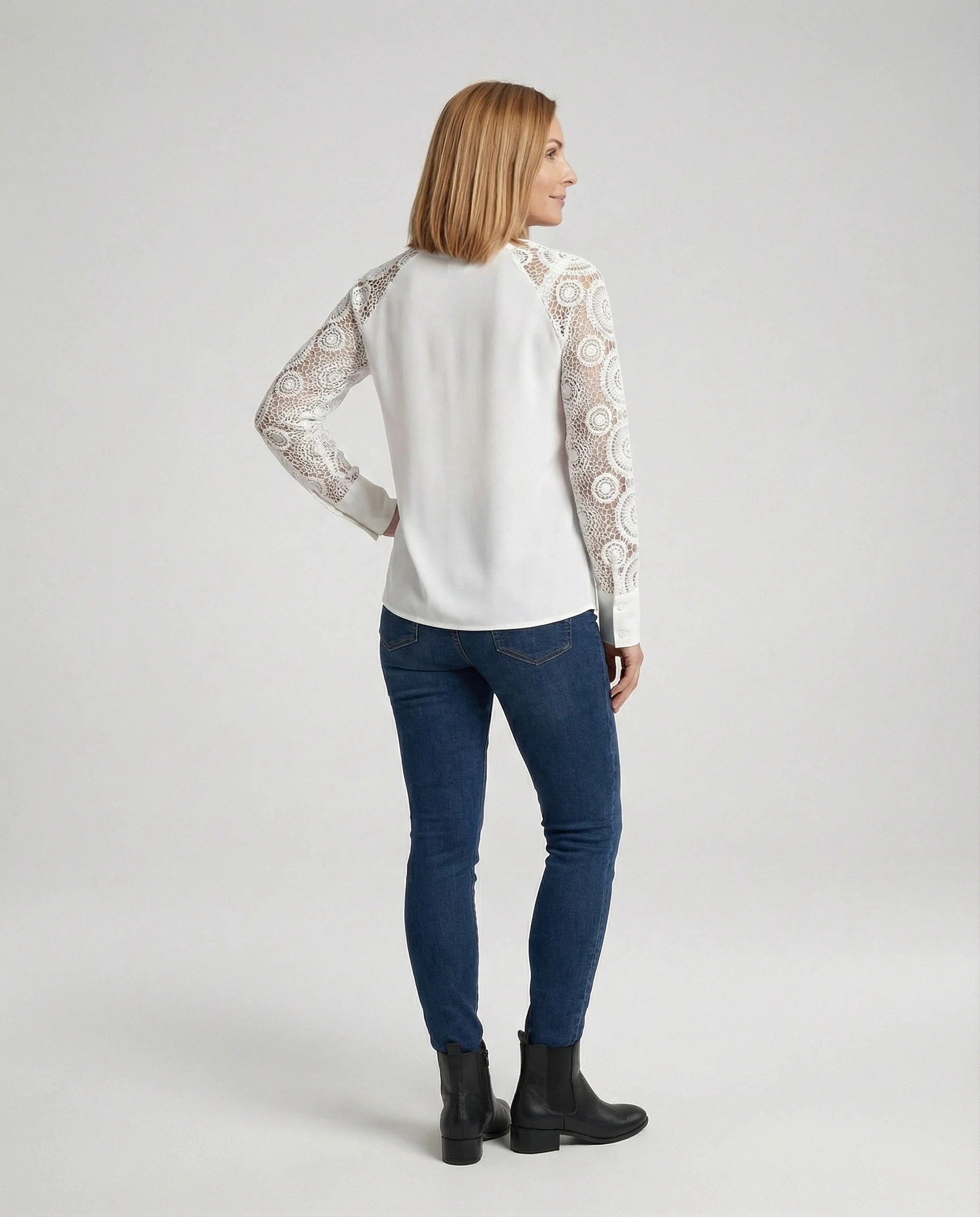 Damen Bluse Chiffon Spitze elegant - Image 4