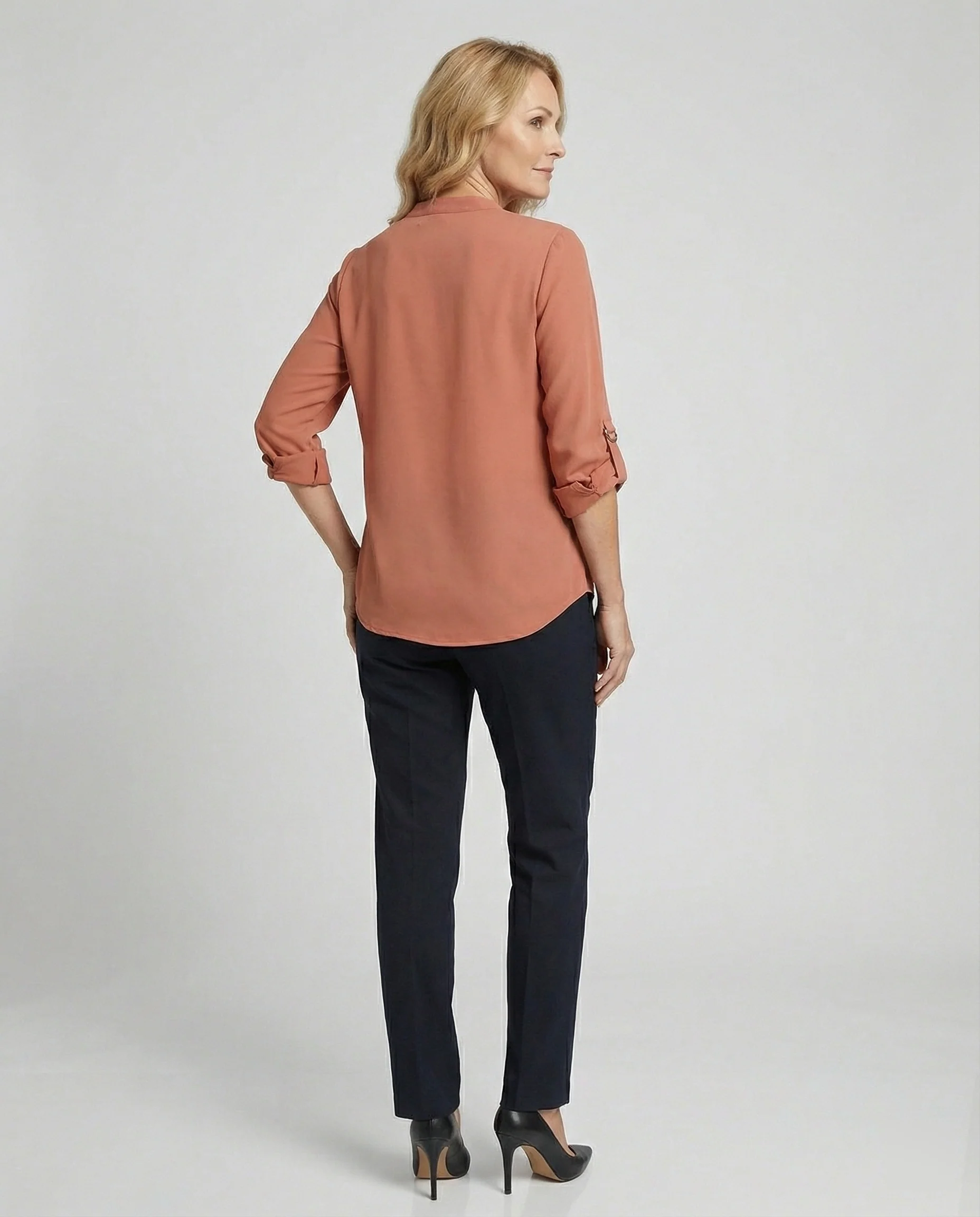 Chiffon Blusentop Damen mit V-Ausschnitt - Image 3