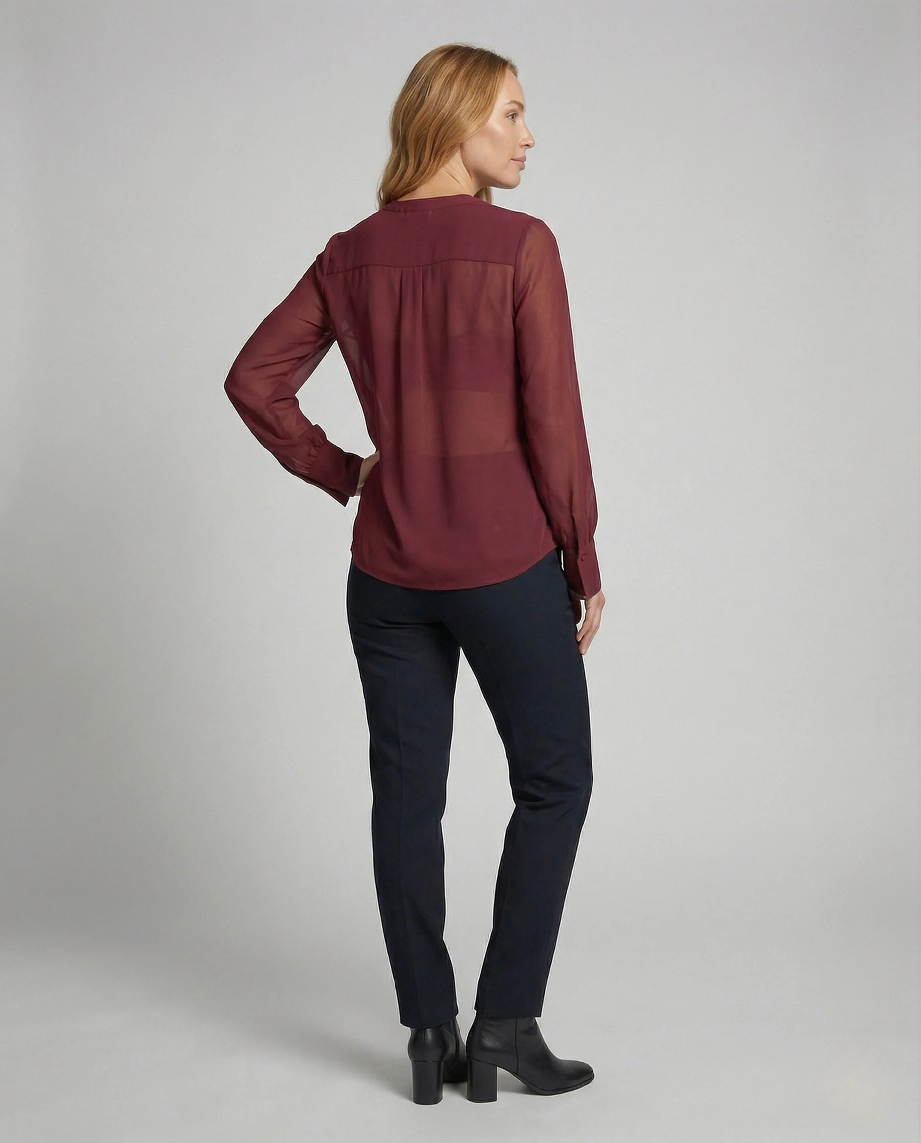 Damen Elegante Chiffonbluse mit V-Ausschnitt - Image 3