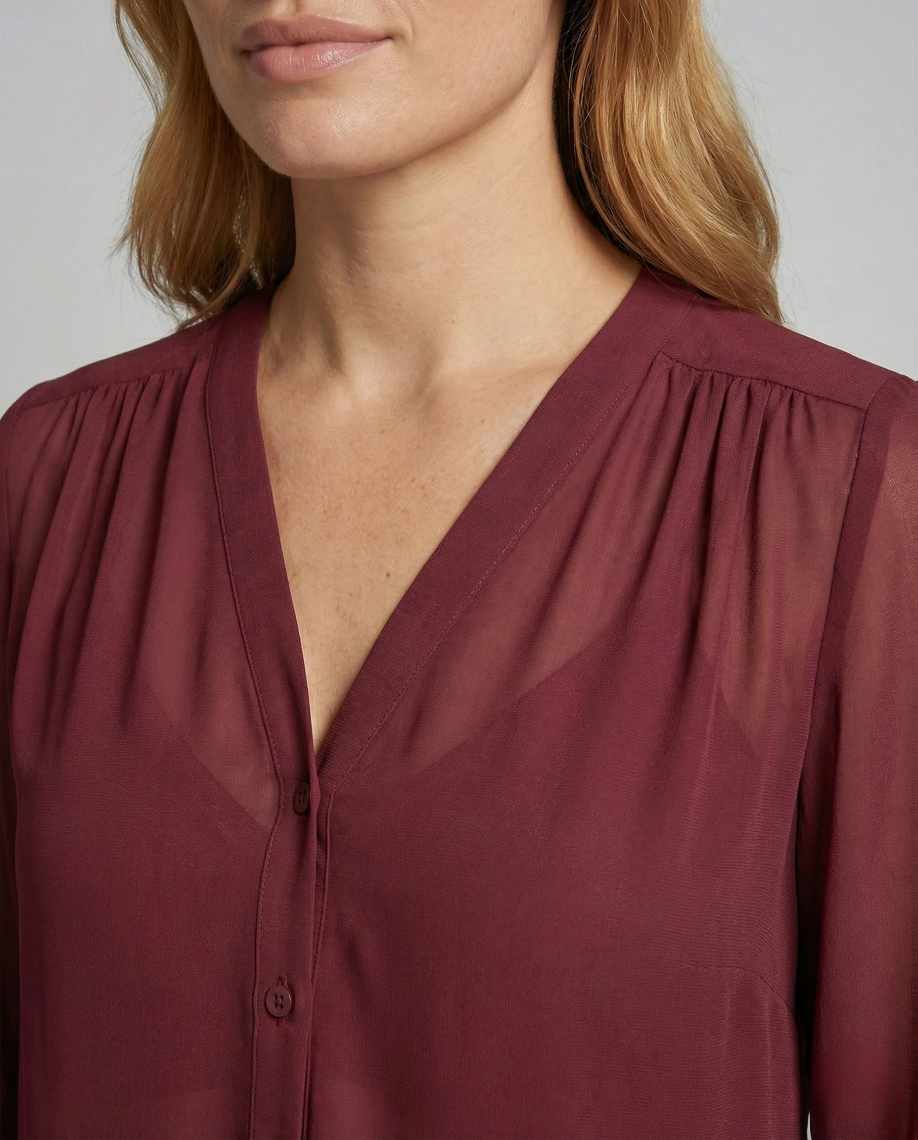 Damen Elegante Chiffonbluse mit V-Ausschnitt - Image 4