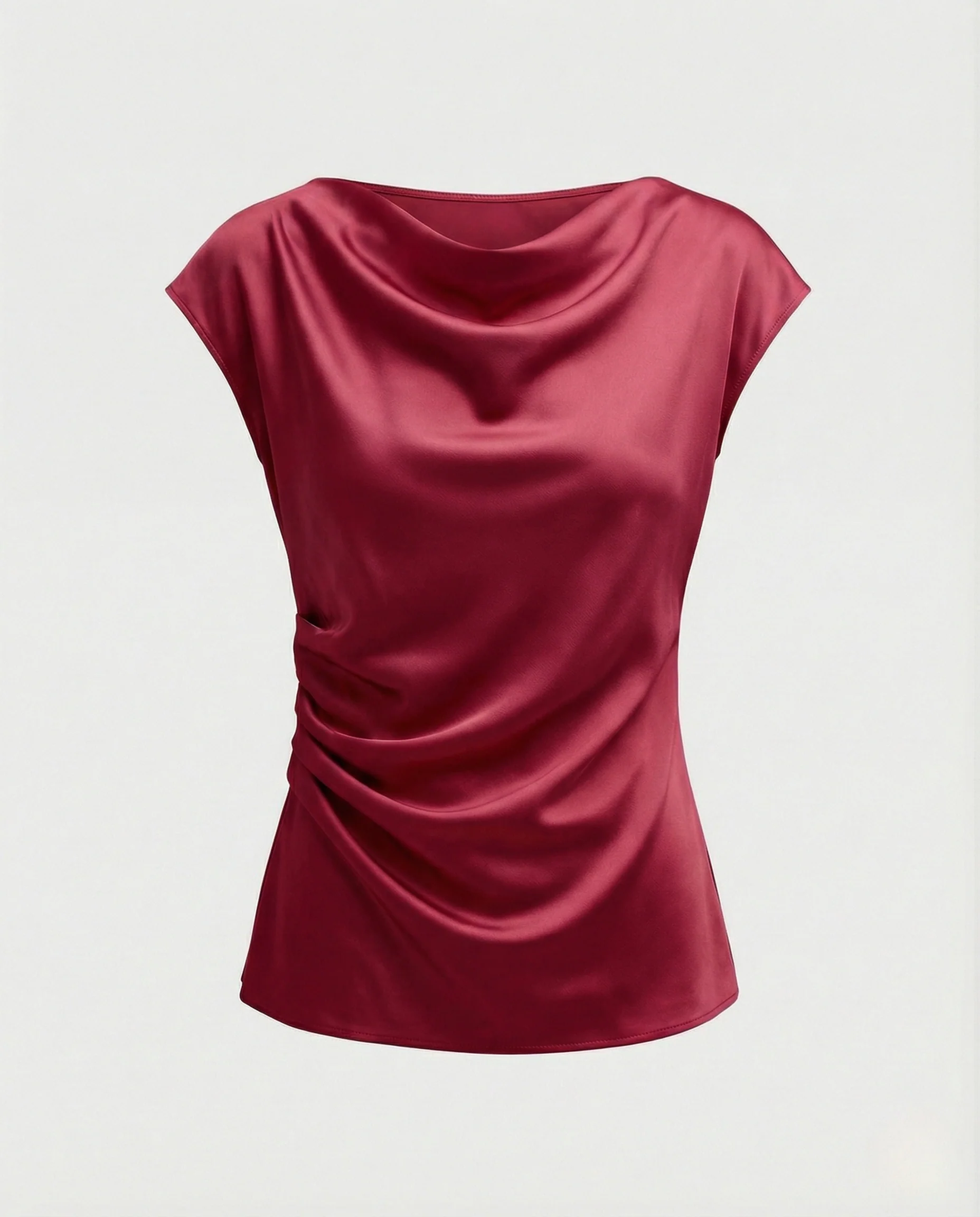 Drapierte Satinbluse Damen Wasserfall Ausschnitt - Image 5