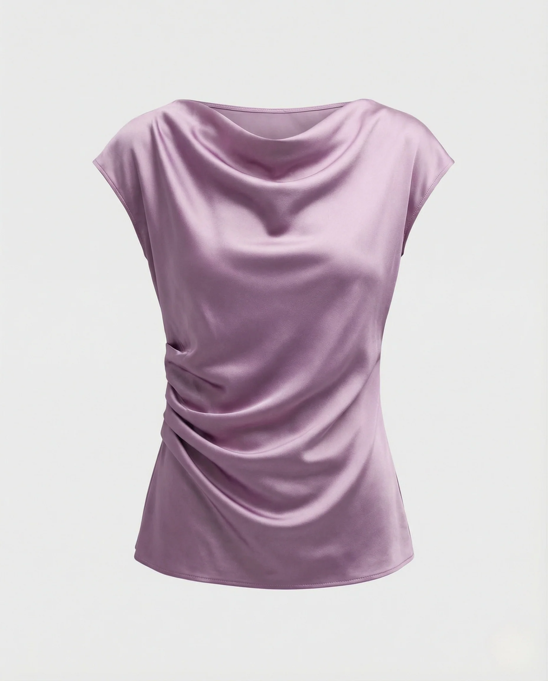 Drapierte Satinbluse Damen Wasserfall Ausschnitt - Image 6