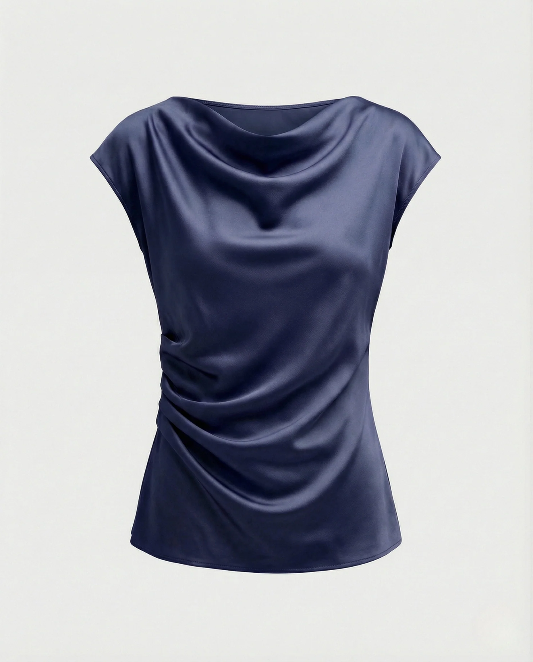 Drapierte Satinbluse Damen Wasserfall Ausschnitt - Image 8