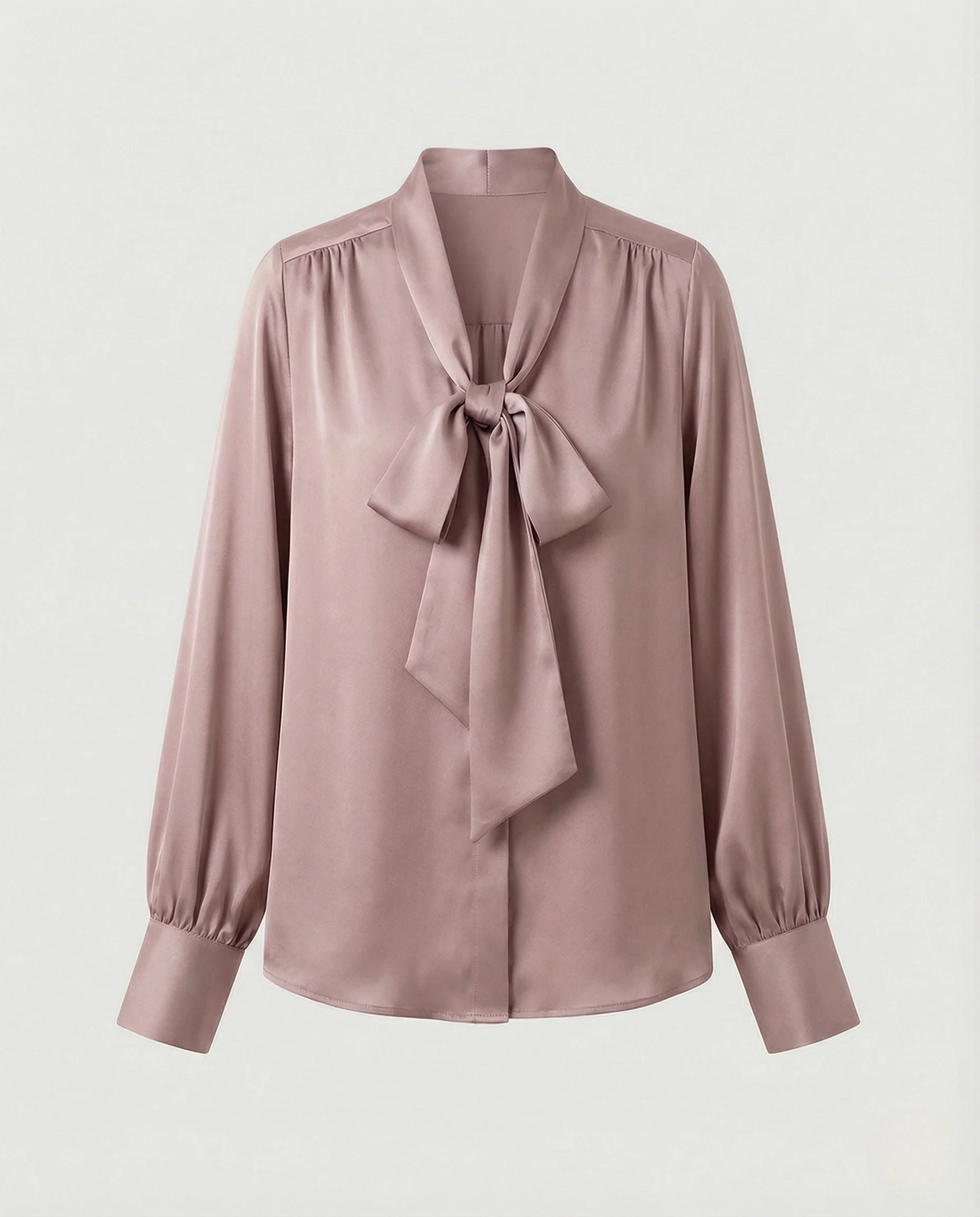 Damen Satinbluse mit Schleifenkragen und Manschettenärmeln - Image 5