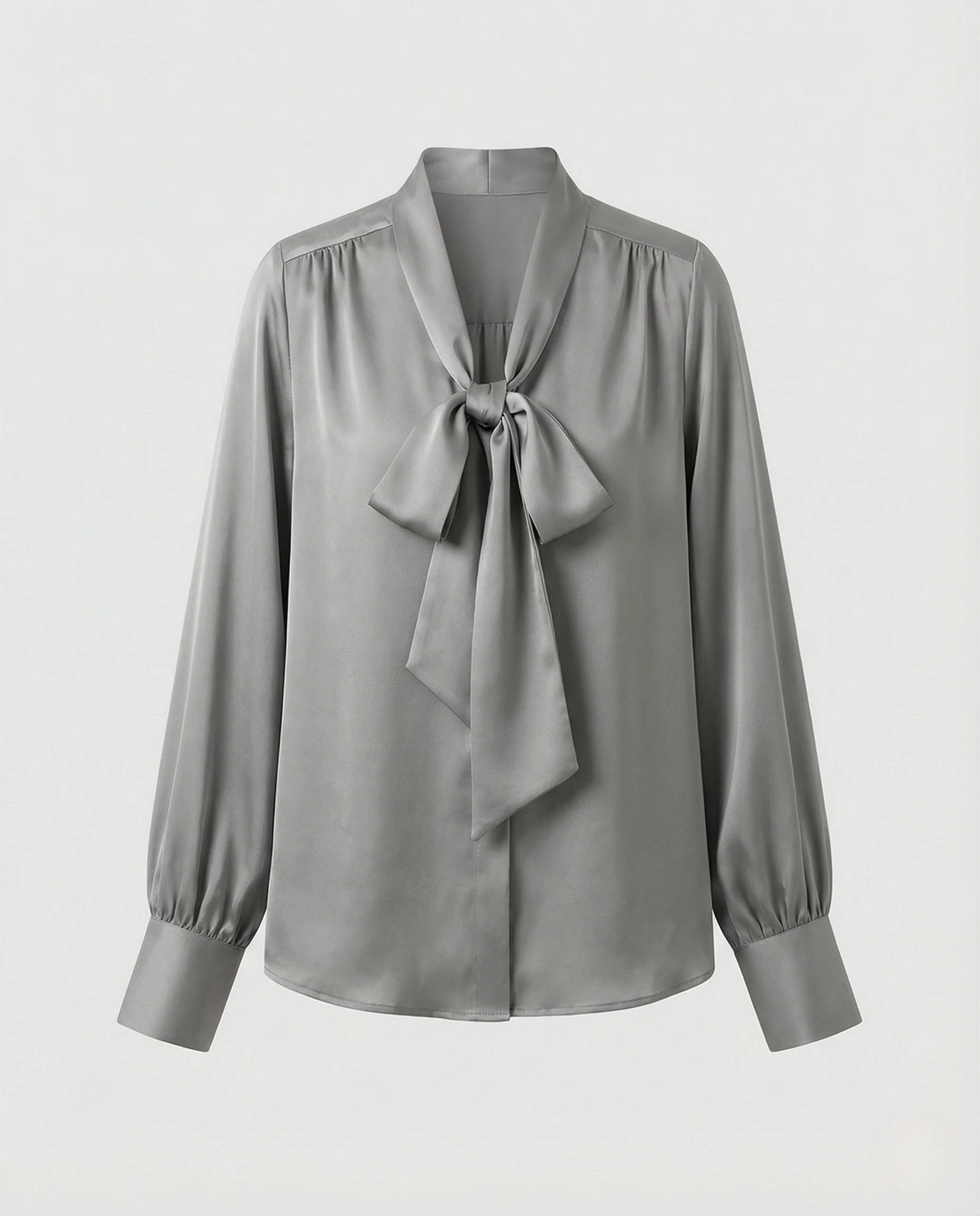 Damen Satinbluse mit Schleifenkragen und Manschettenärmeln - Image 6