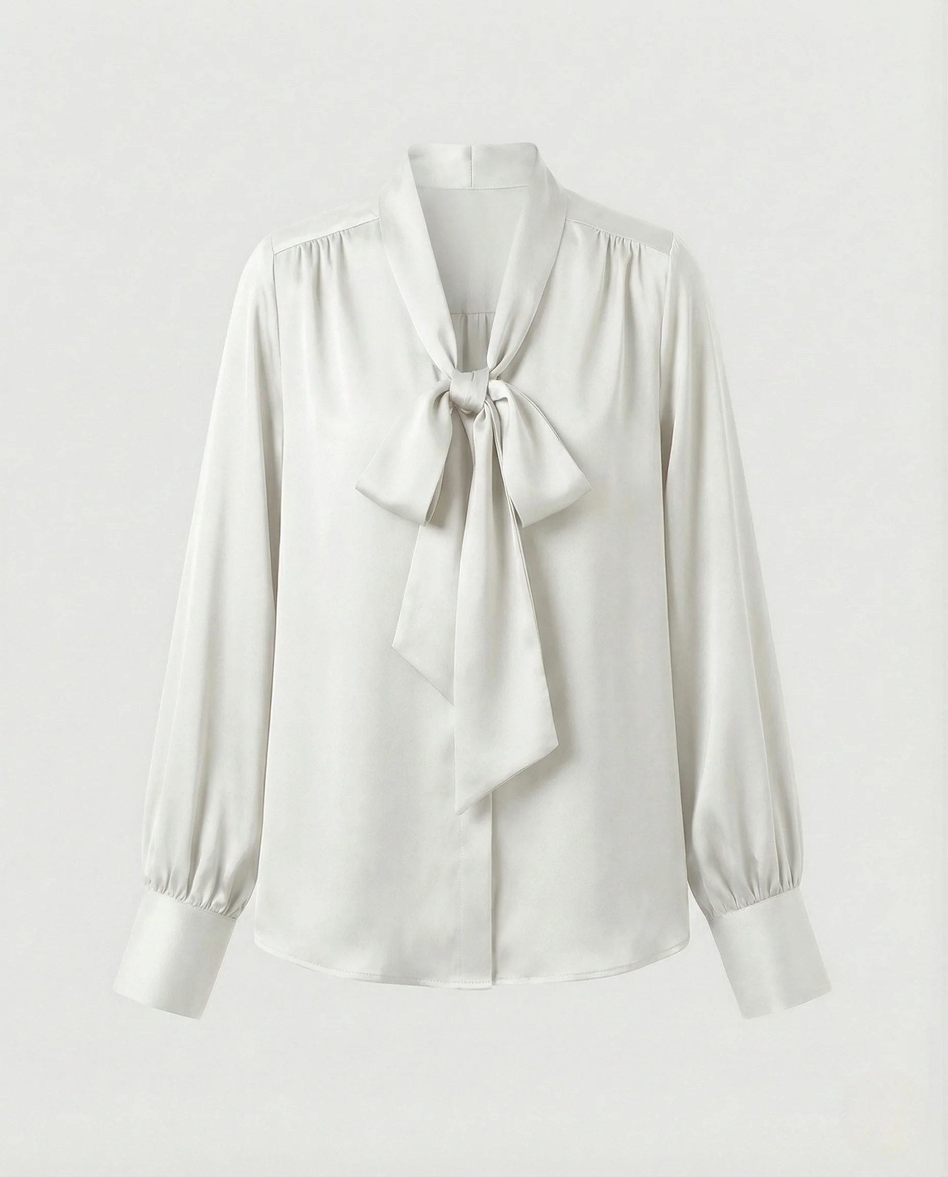 Damen Satinbluse mit Schleifenkragen und Manschettenärmeln - Image 7