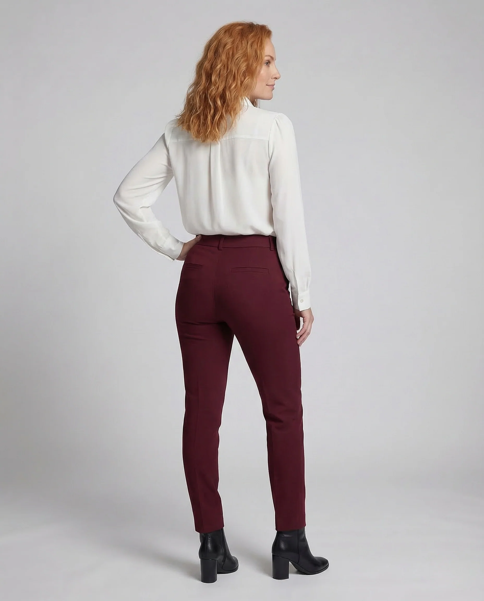 Damen Satinbluse Schlitzkragen Perlmutt - Image 4