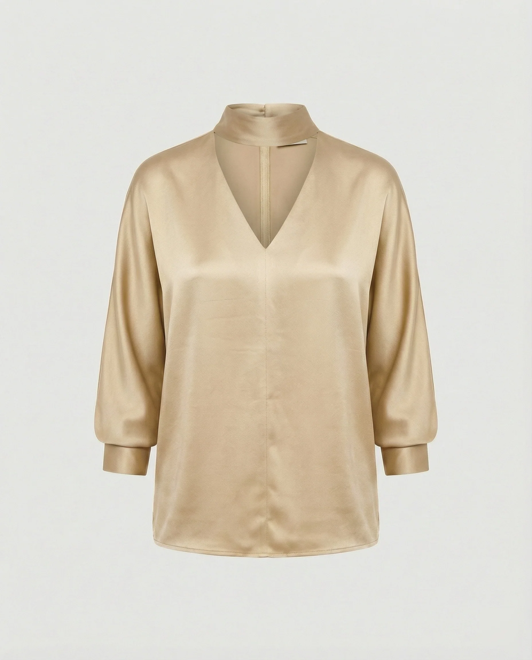 Damen Satinbluse elegant mit Stehkragen - Image 2
