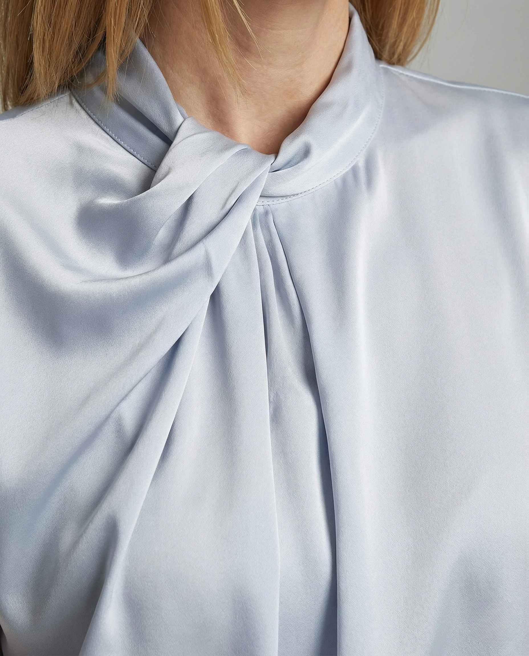 Satin Schluppenbluse Damen Kurzarm - Image 4