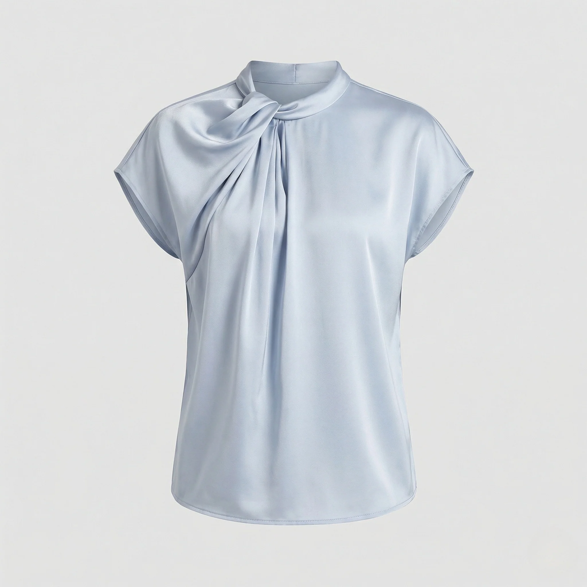 Satin Schluppenbluse Damen Kurzarm - Image 5