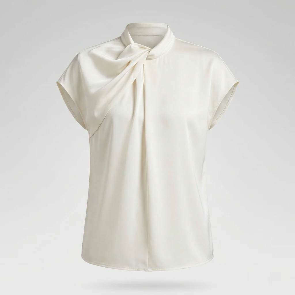 Satin Schluppenbluse Damen Kurzarm - Image 6