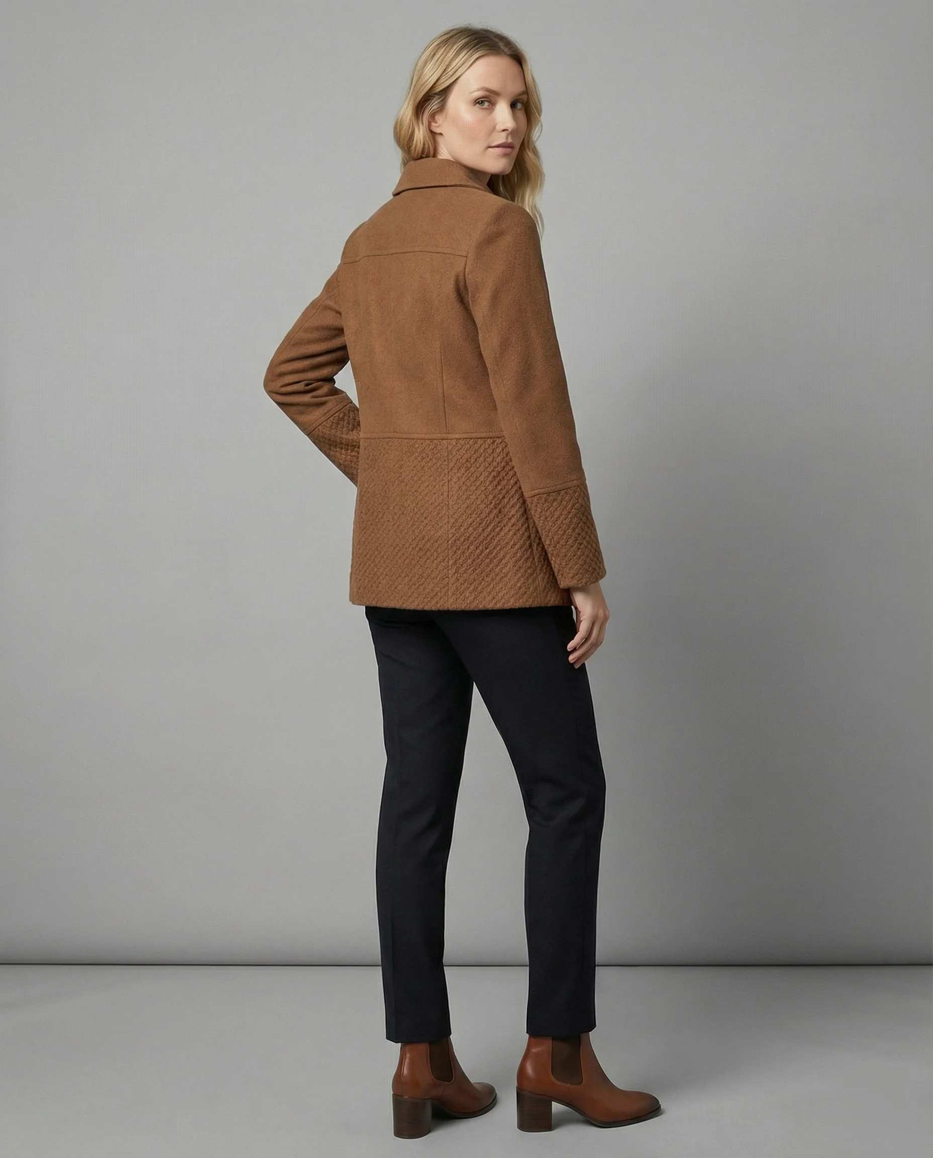 Elegante Wolljacke mit übergroßem Kragen, weiter Schnitt und diagonaler Strickstruktur Heidi Mode - Image 2