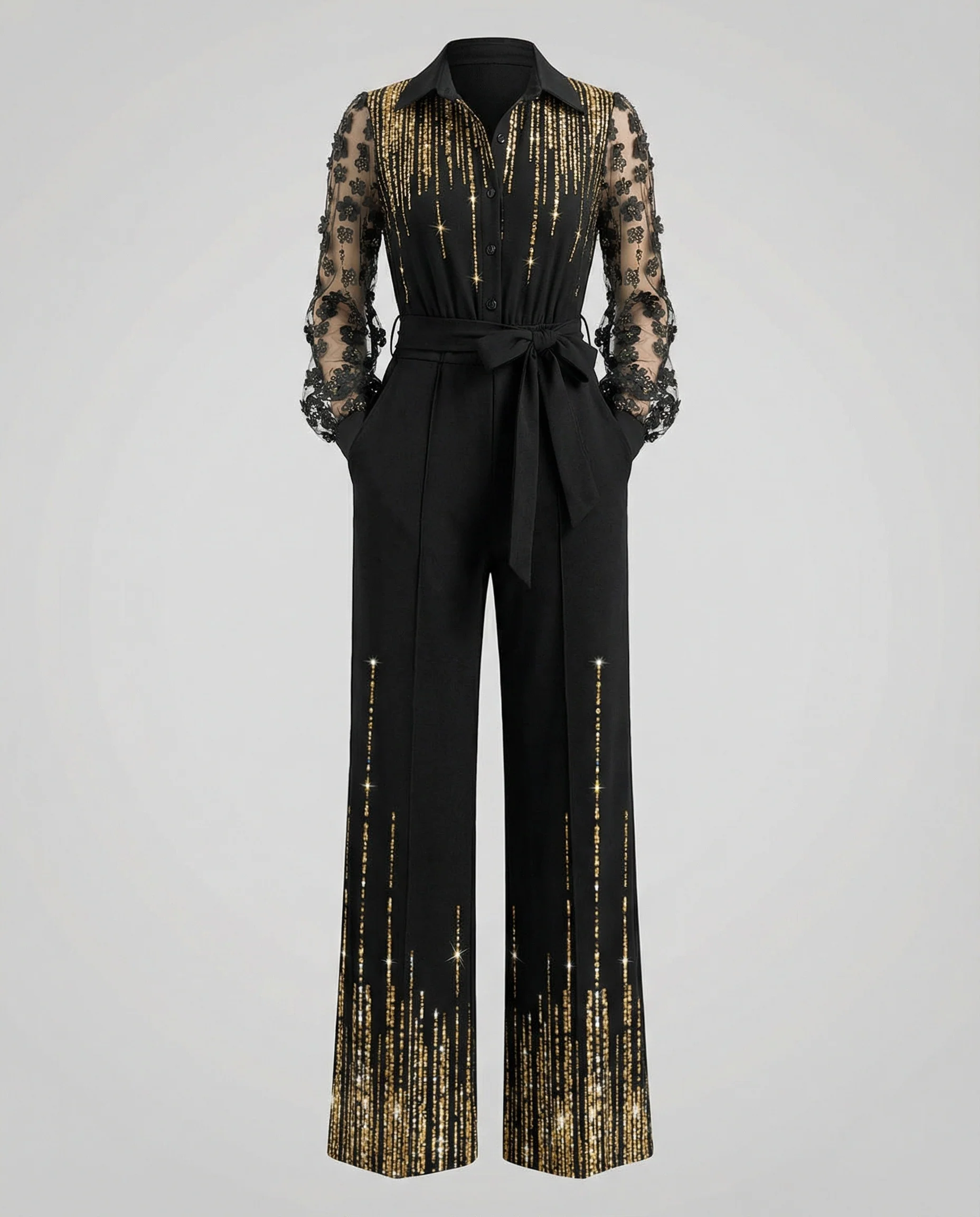 Damen Jumpsuit Damen elegant Spitze - Image 4