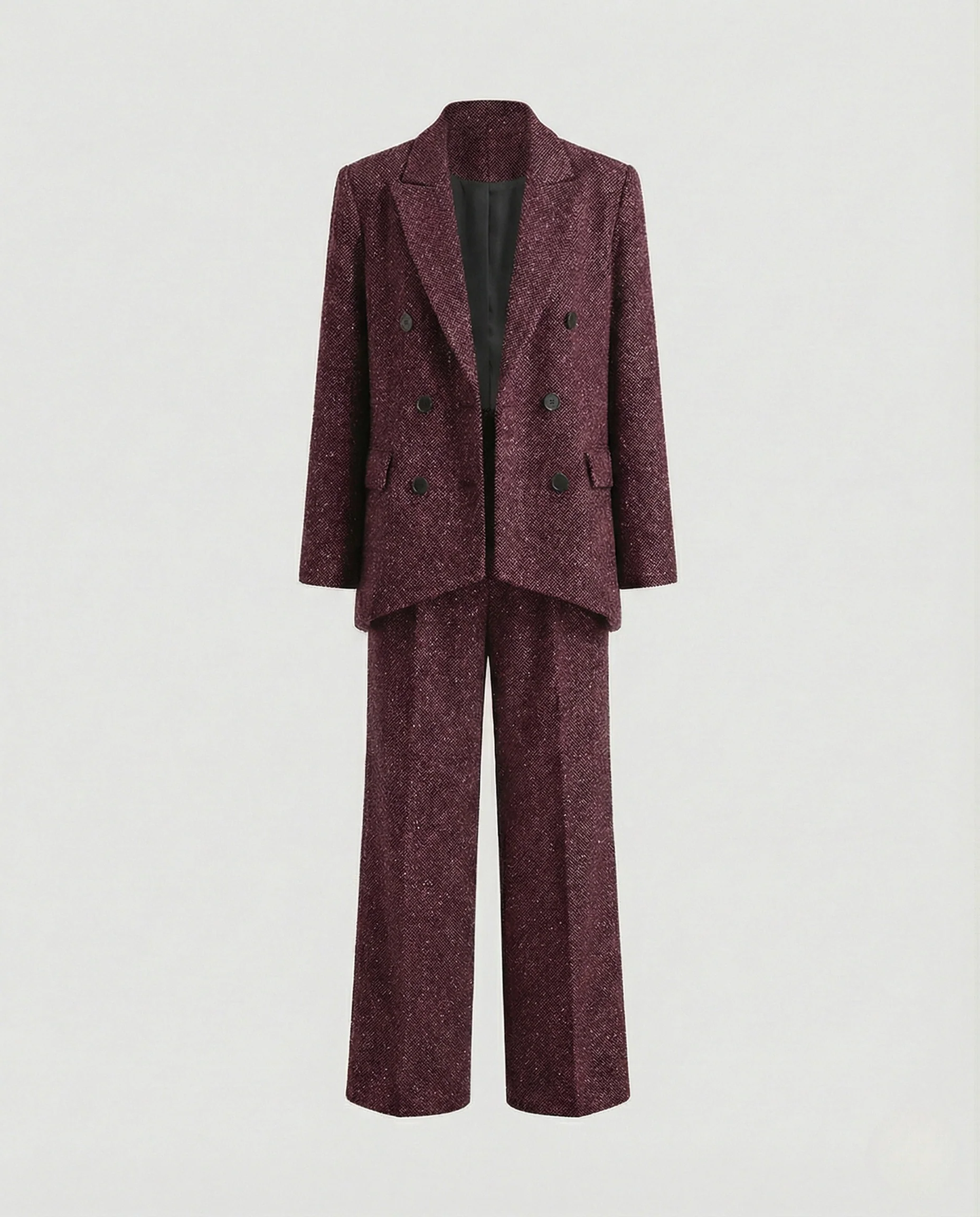 Eleganter Bouclé-Hosenanzug mit asymmetrischem Blazer und weitem Bein Heidi Mode - Image 5