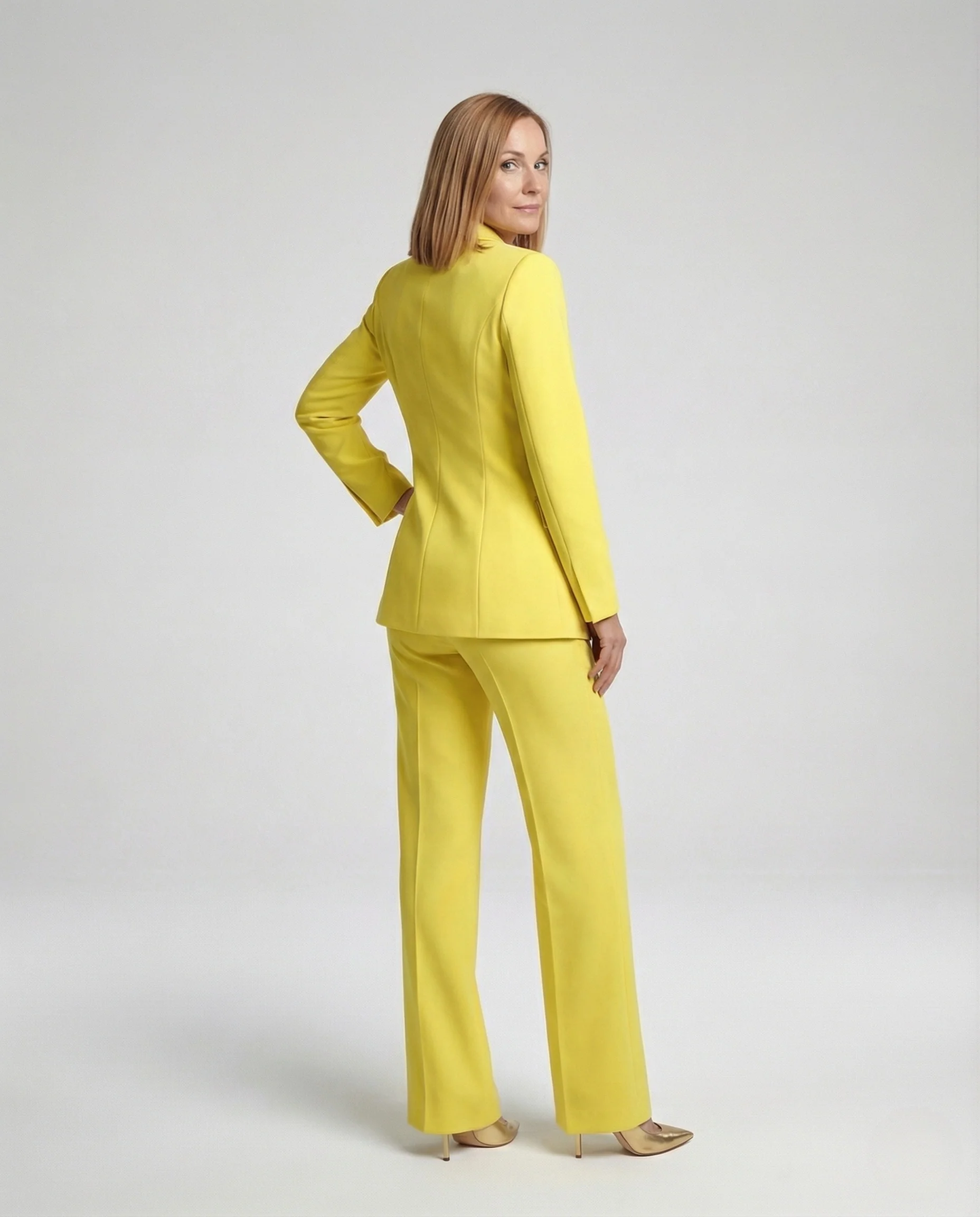 Damen Business-Zweiteiler mit Ein-Knopf-Blazer und Bundfaltenhose - Image 2