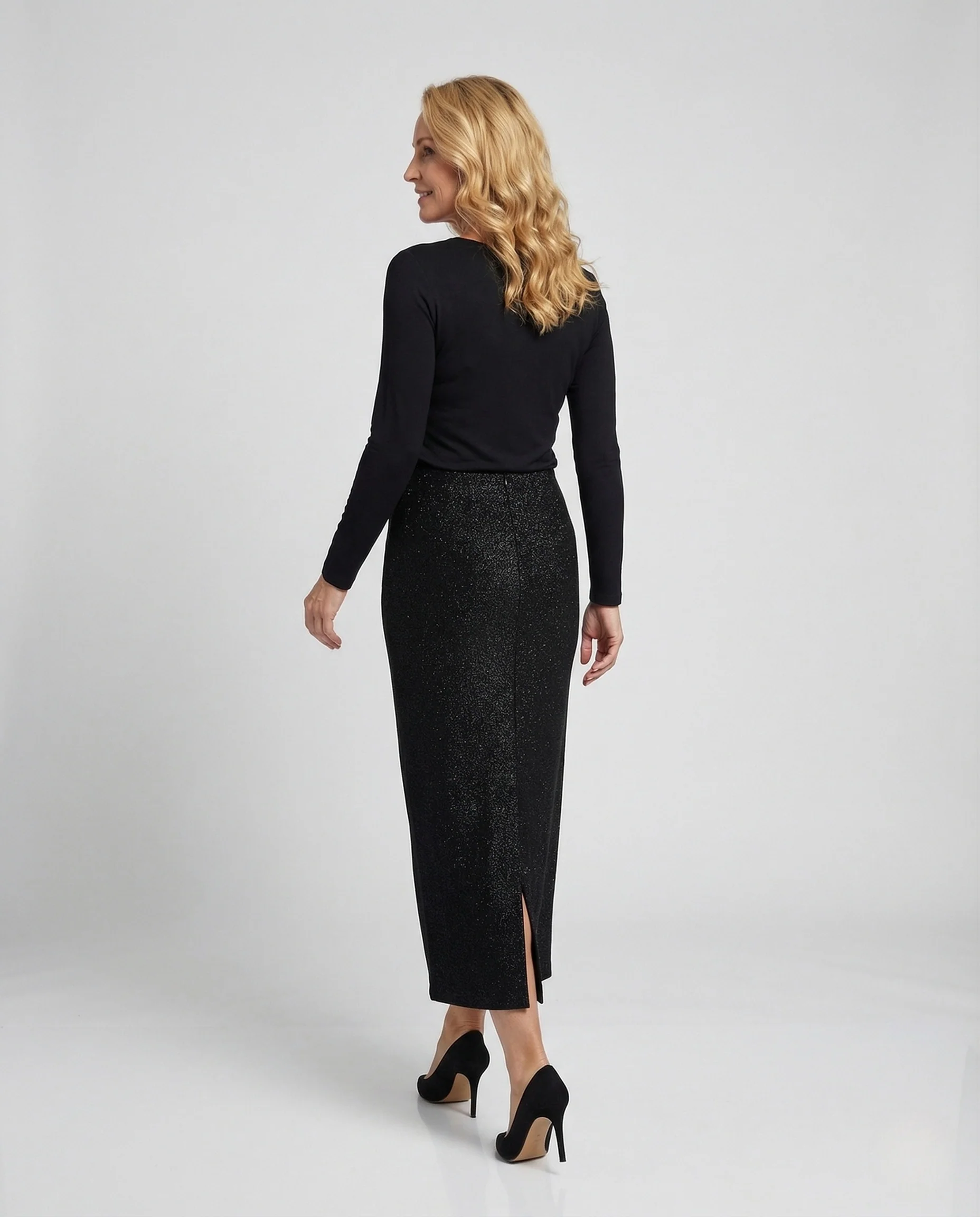 Damen Midirock A-Linie mit elastischem Bund & Strukturstoff - Image 4