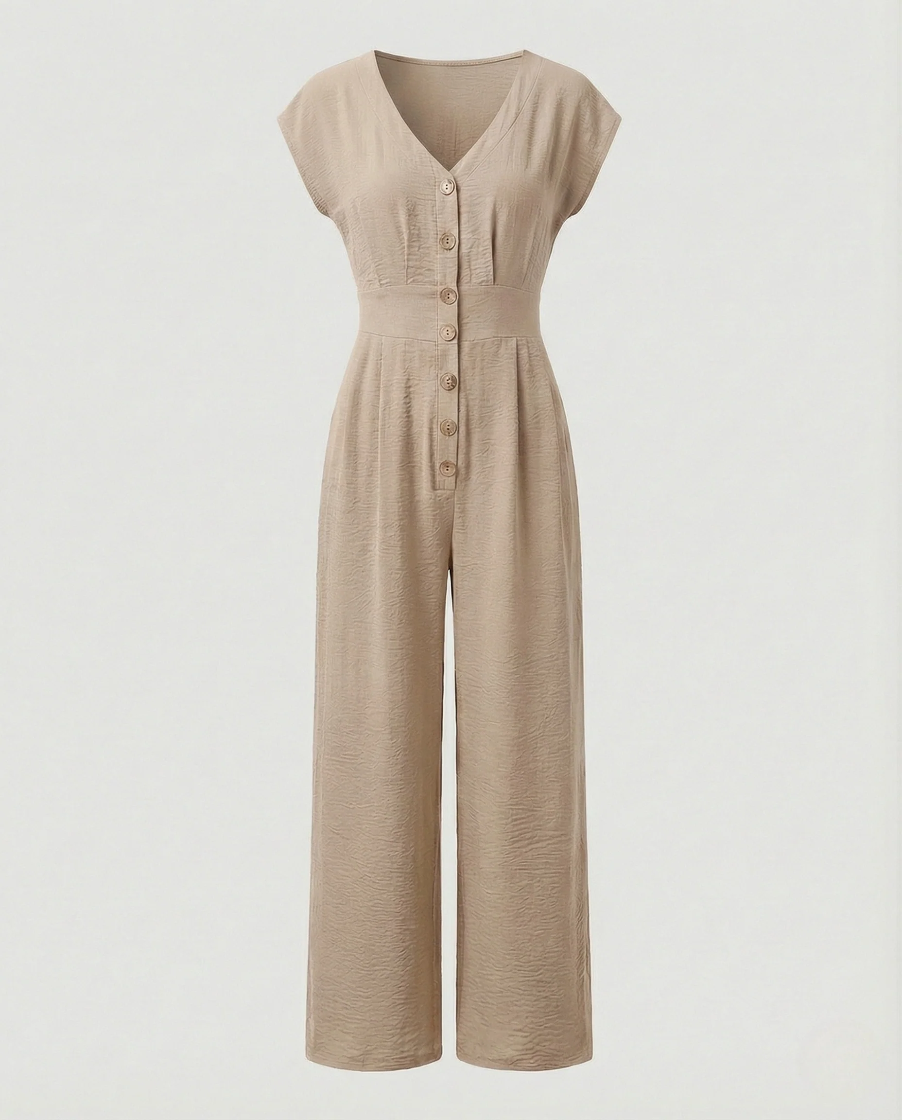 Damen Eleganter Overall mit V-Ausschnitt und weitem Bein - Image 4