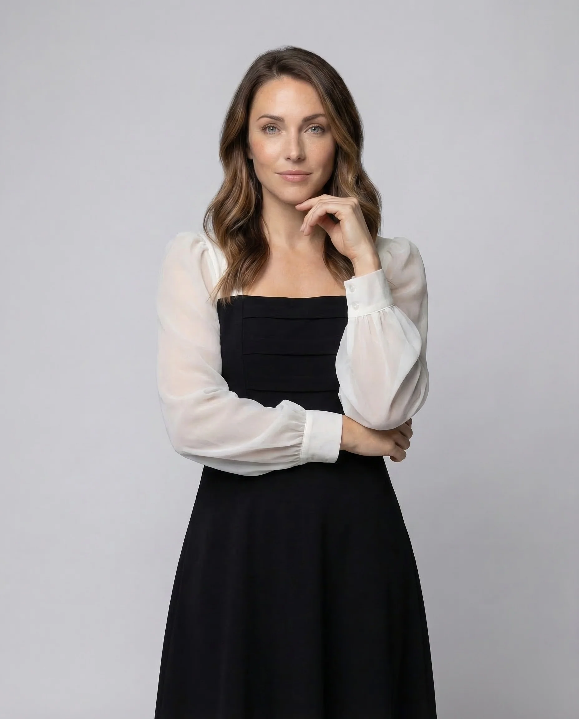 Damen A Linie Midikleid Puffärmel - Image 2