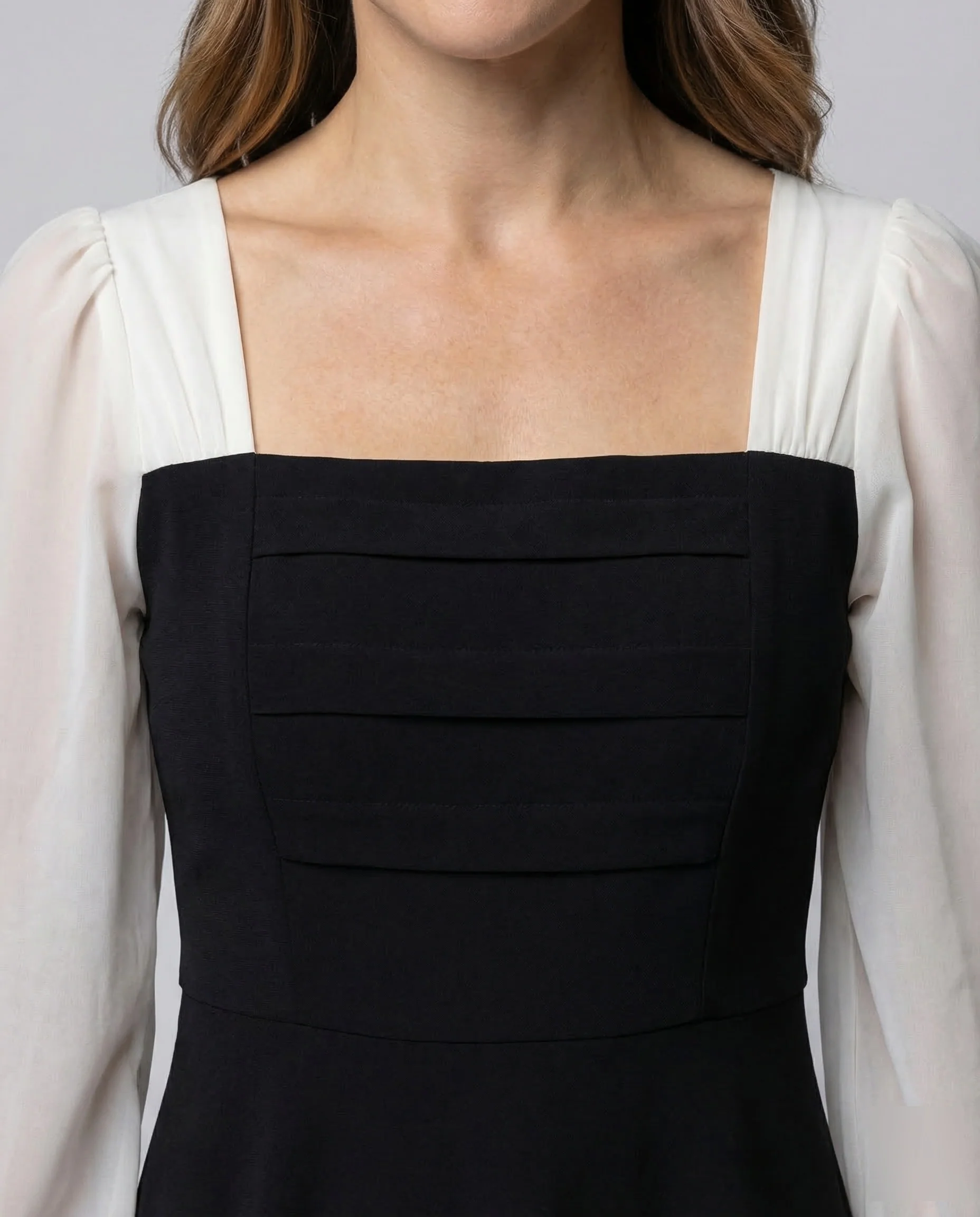 Damen A Linie Midikleid Puffärmel - Image 3