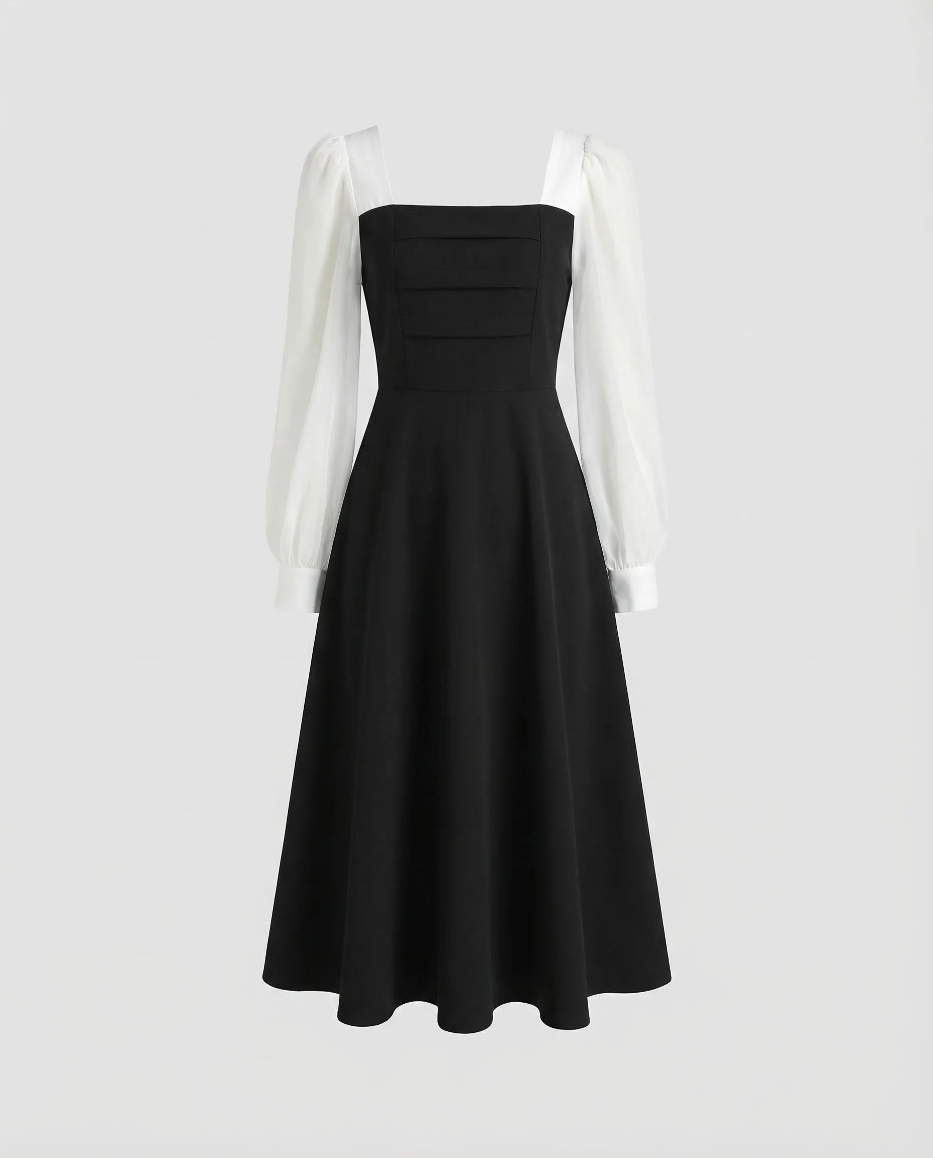 Damen A Linie Midikleid Puffärmel - Image 5