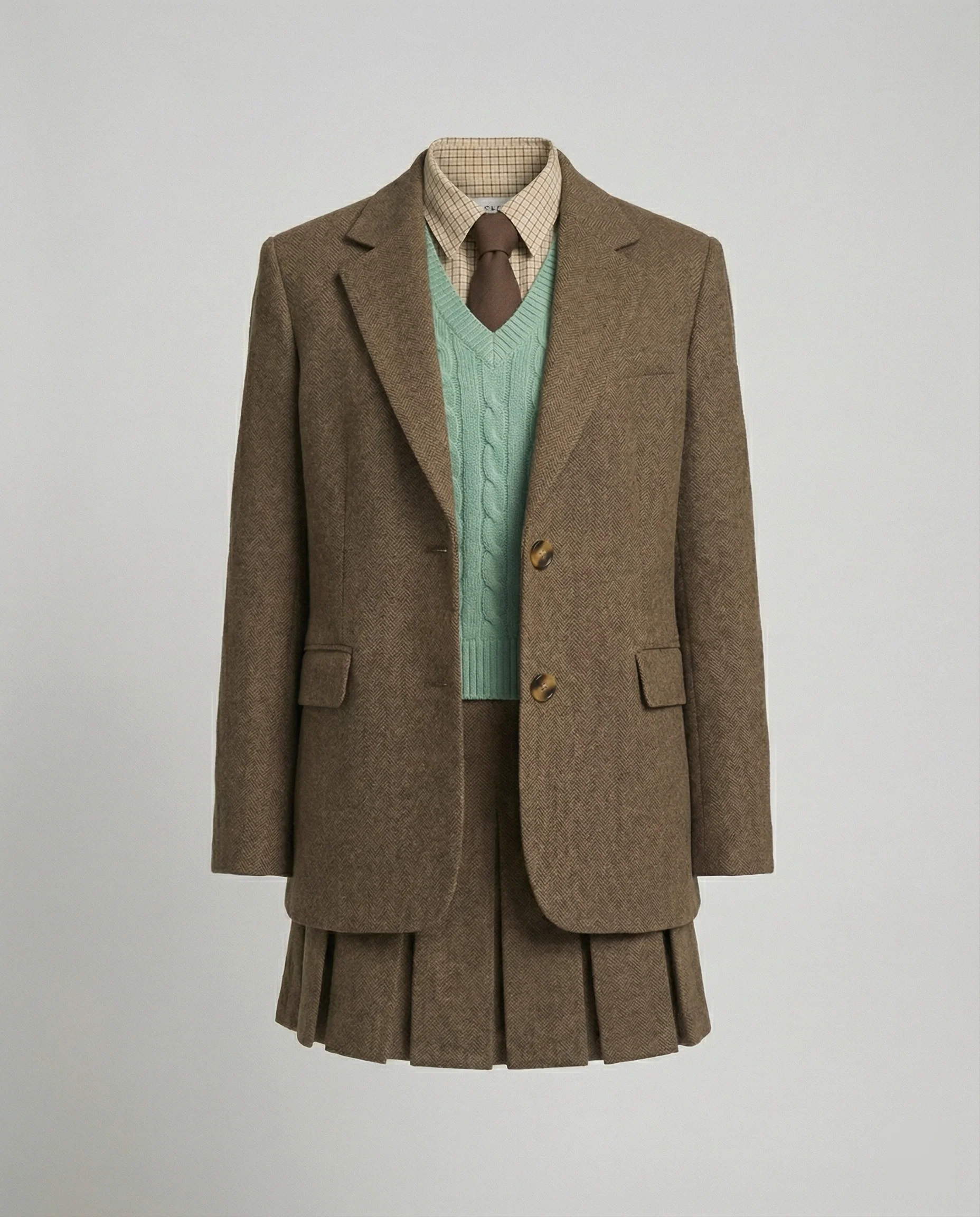 Elegantes Blazer-Set mit plissiertem Minirock tailliertem Sakko und Reverskragen Heidi-Mode - Image 3