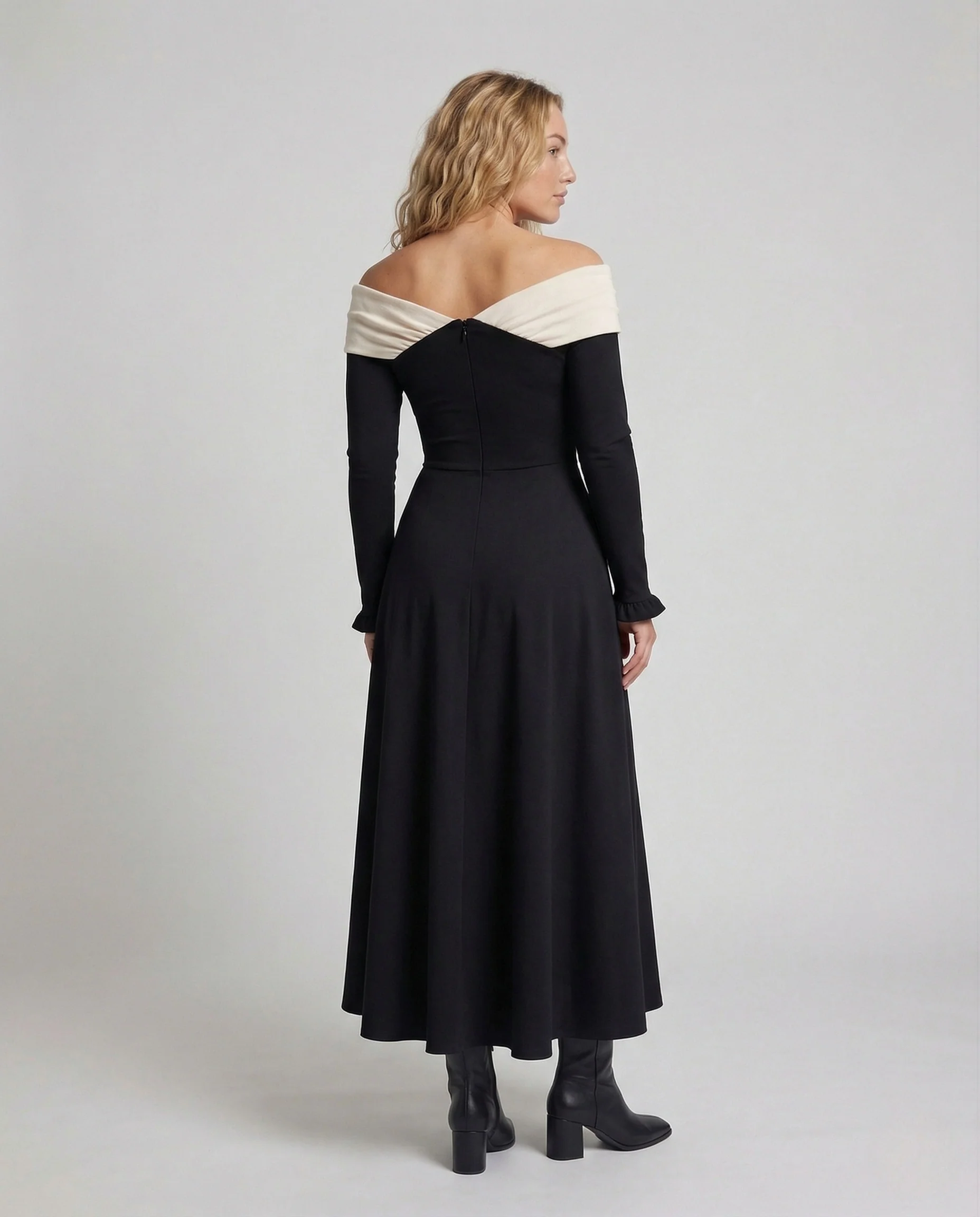 Damen Langarm Abendkleid mit Wickelausschnitt - Image 4