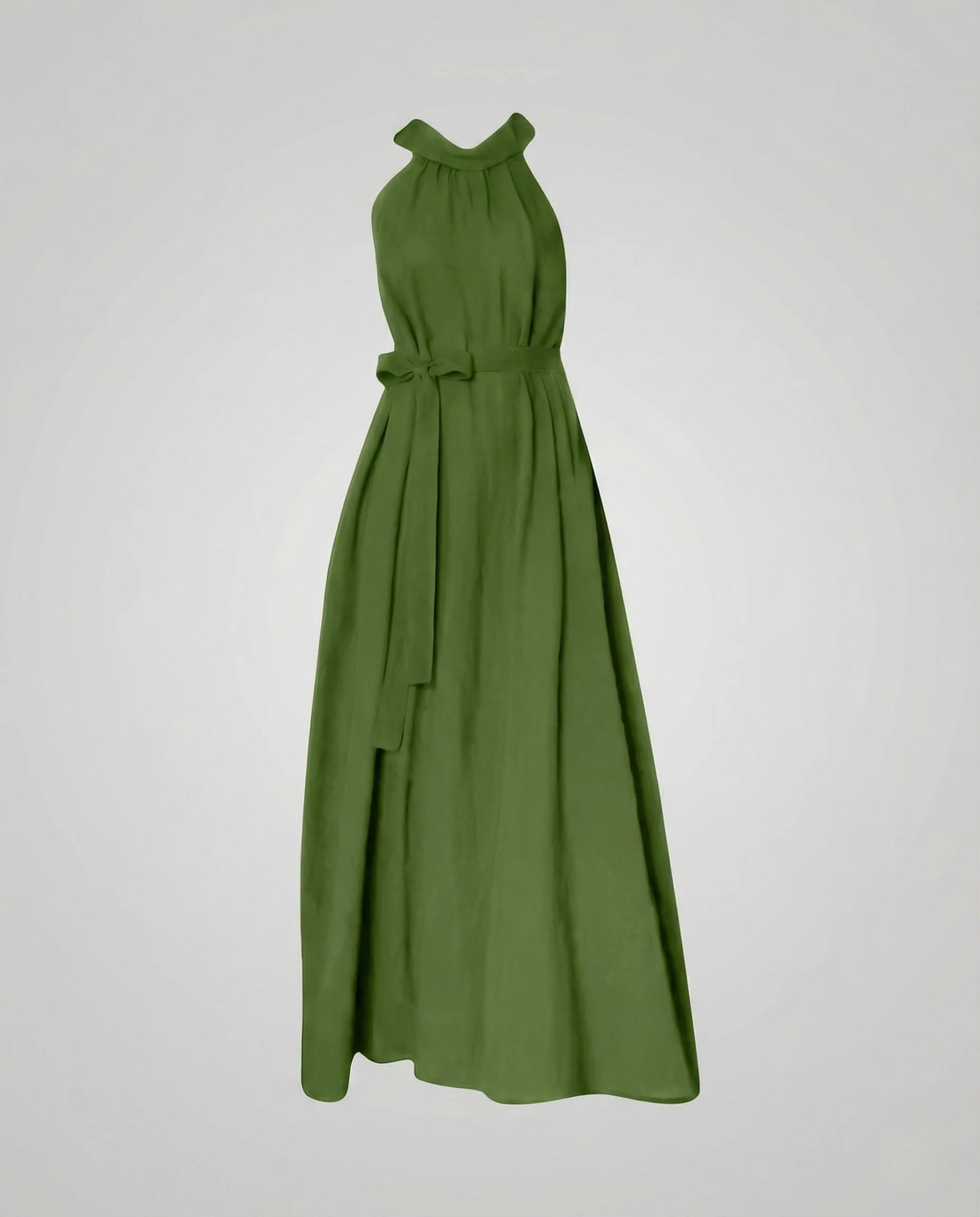 Damen Maxikleid mit Stehkragen und Bindegürtel - Image 5
