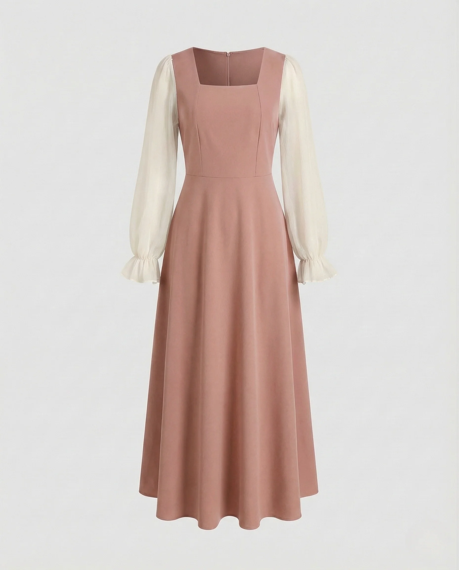 Damen Maxikleid Chiffon Ballonärmel - Image 6