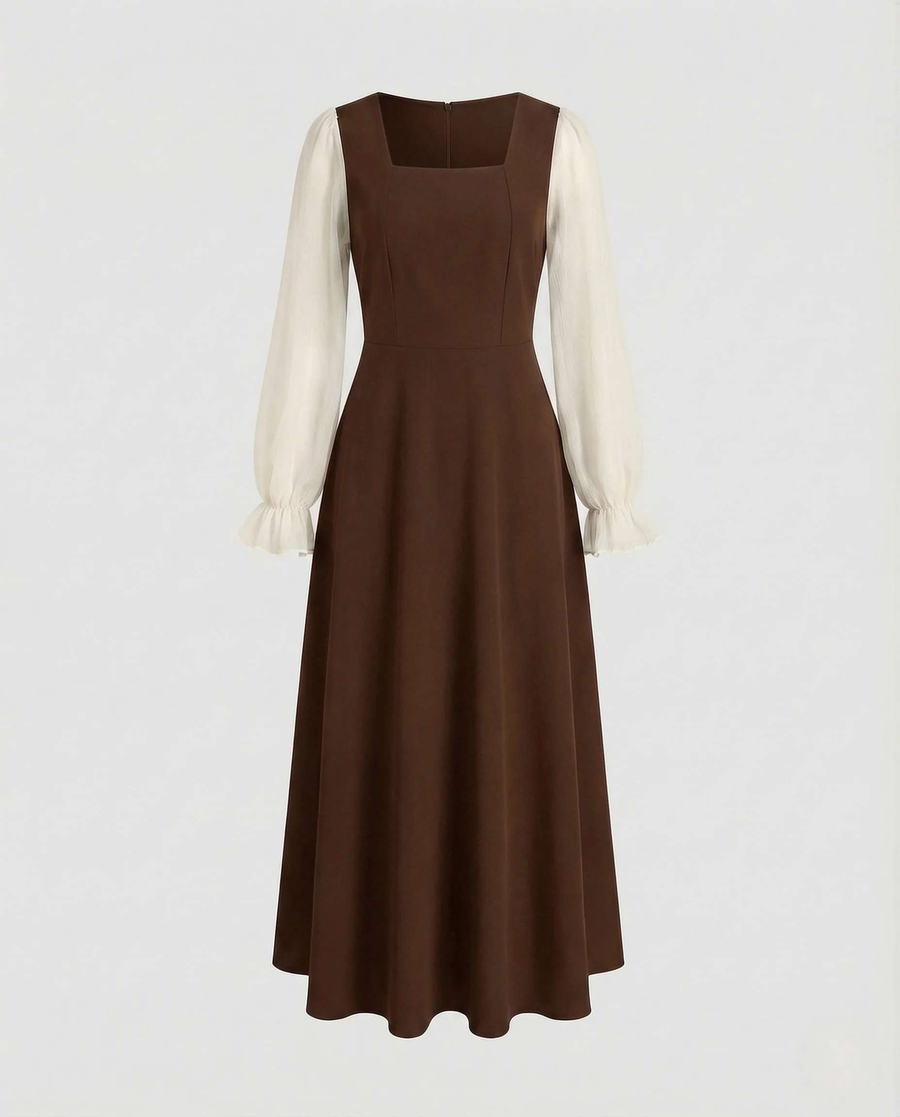 Damen Maxikleid Chiffon Ballonärmel - Image 7