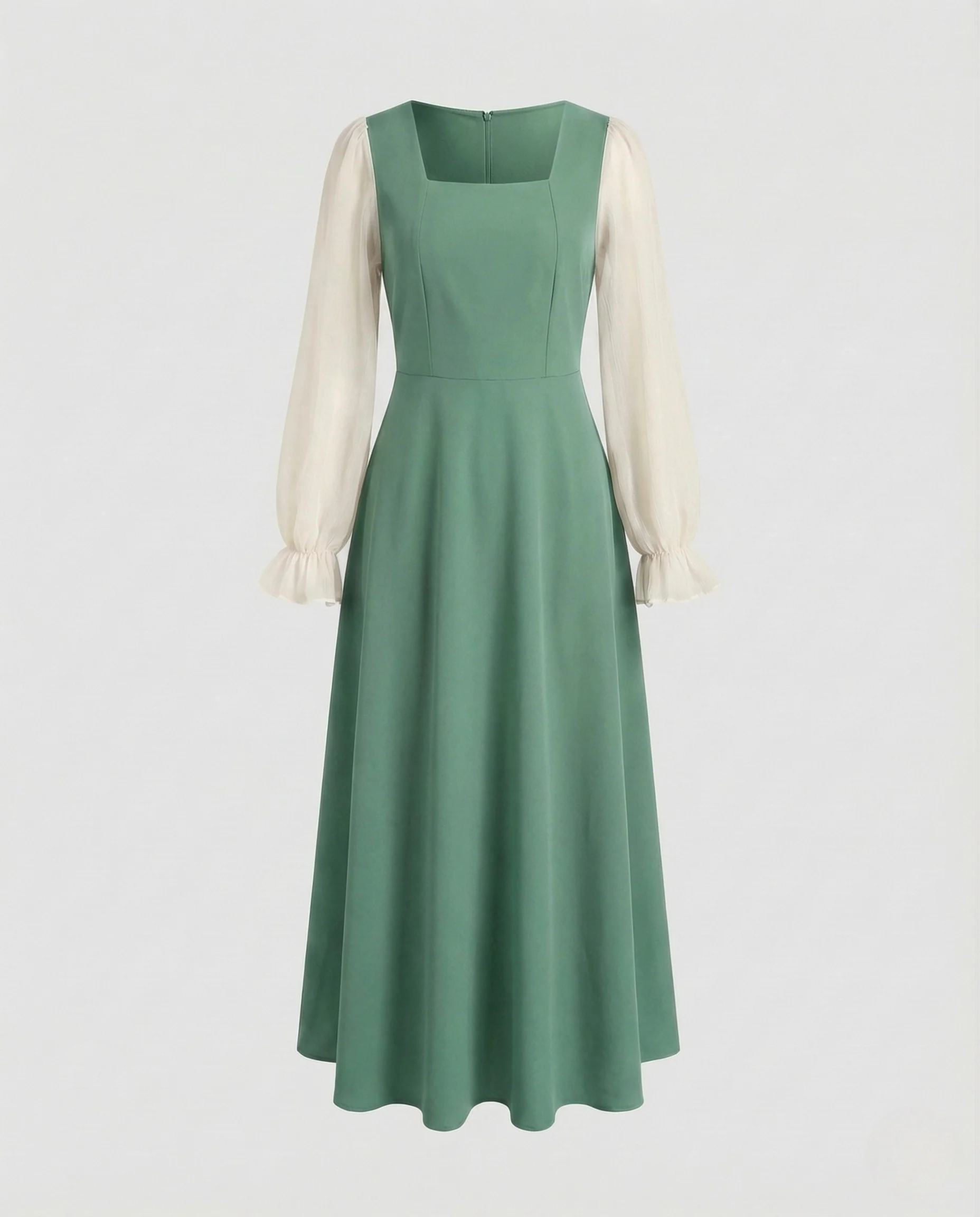 Damen Maxikleid Chiffon Ballonärmel - Image 8