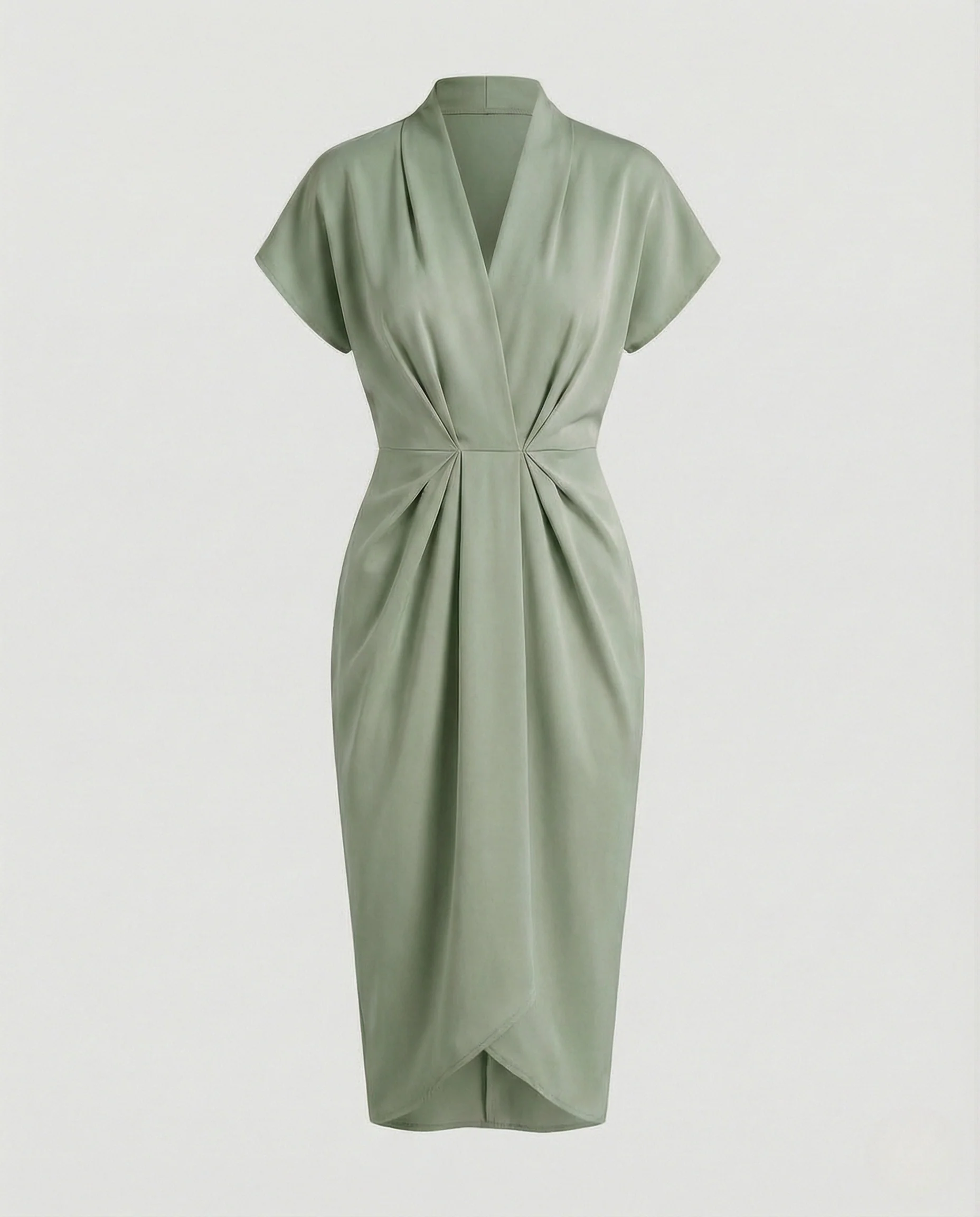 Damen Midikleid elegant Drapiert - Image 6