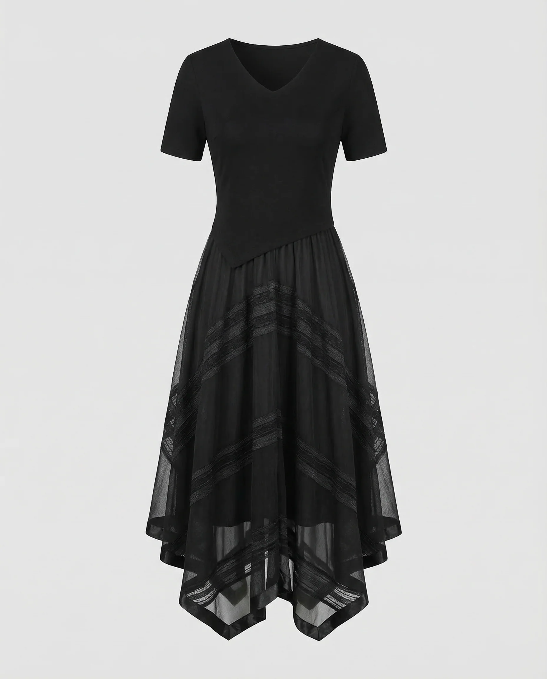Damen Midikleid Strick Stufenrock - Image 5