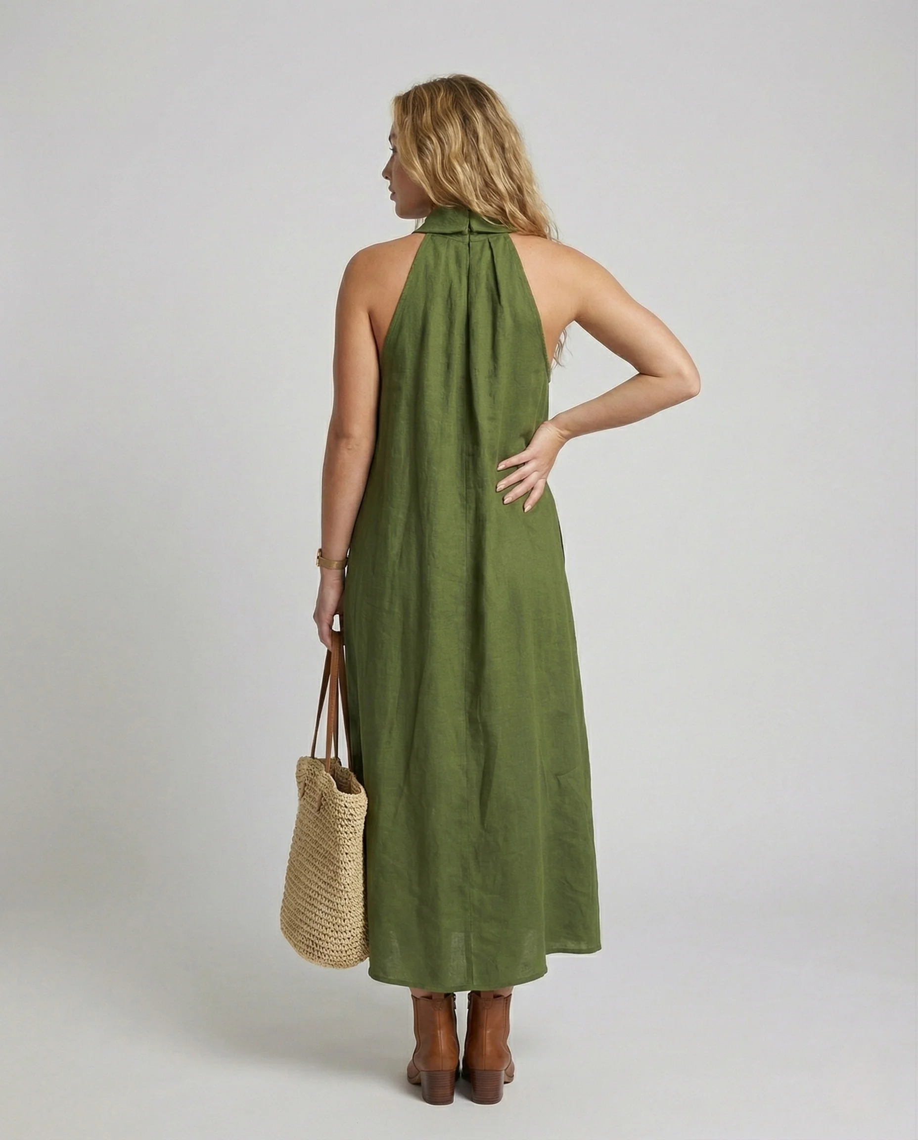 Damen Neckholder Maxikleid mit Bindegürtel - Image 2