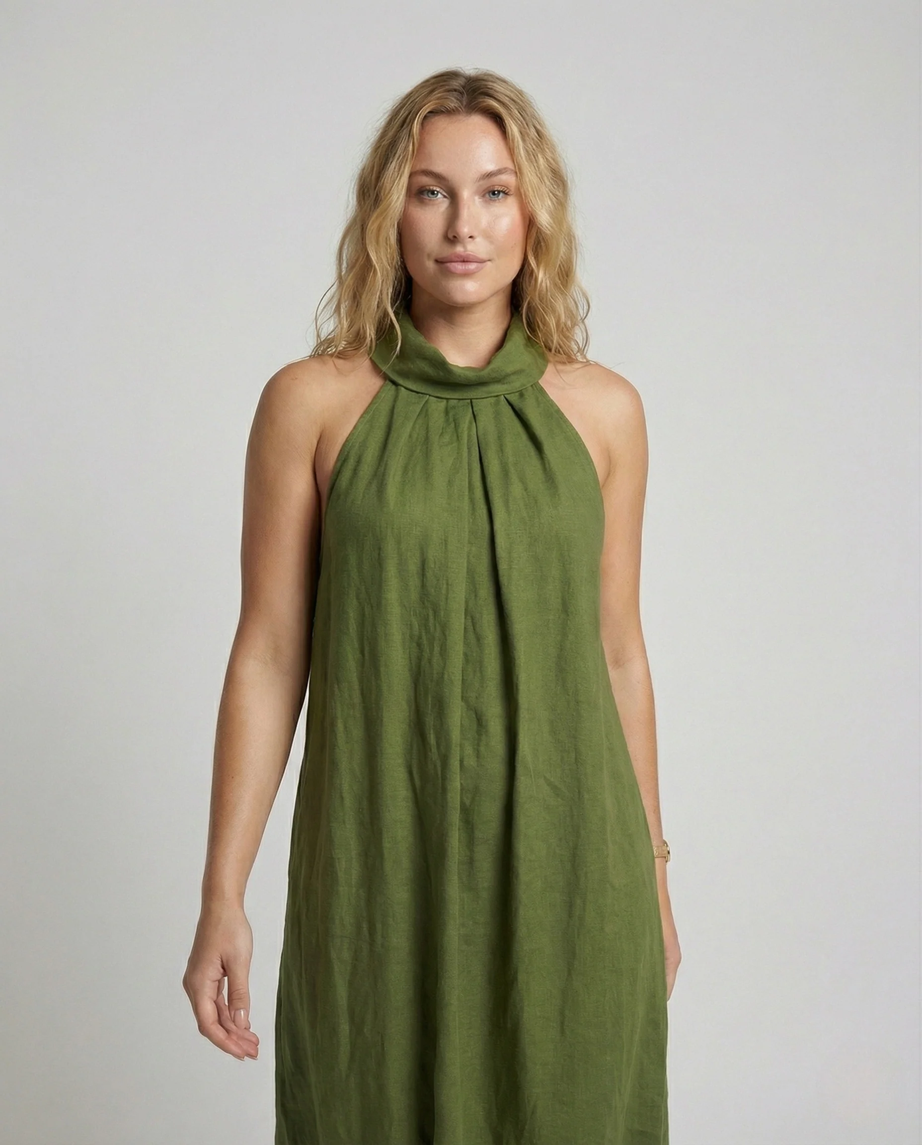 Damen Neckholder Maxikleid mit Bindegürtel - Image 3