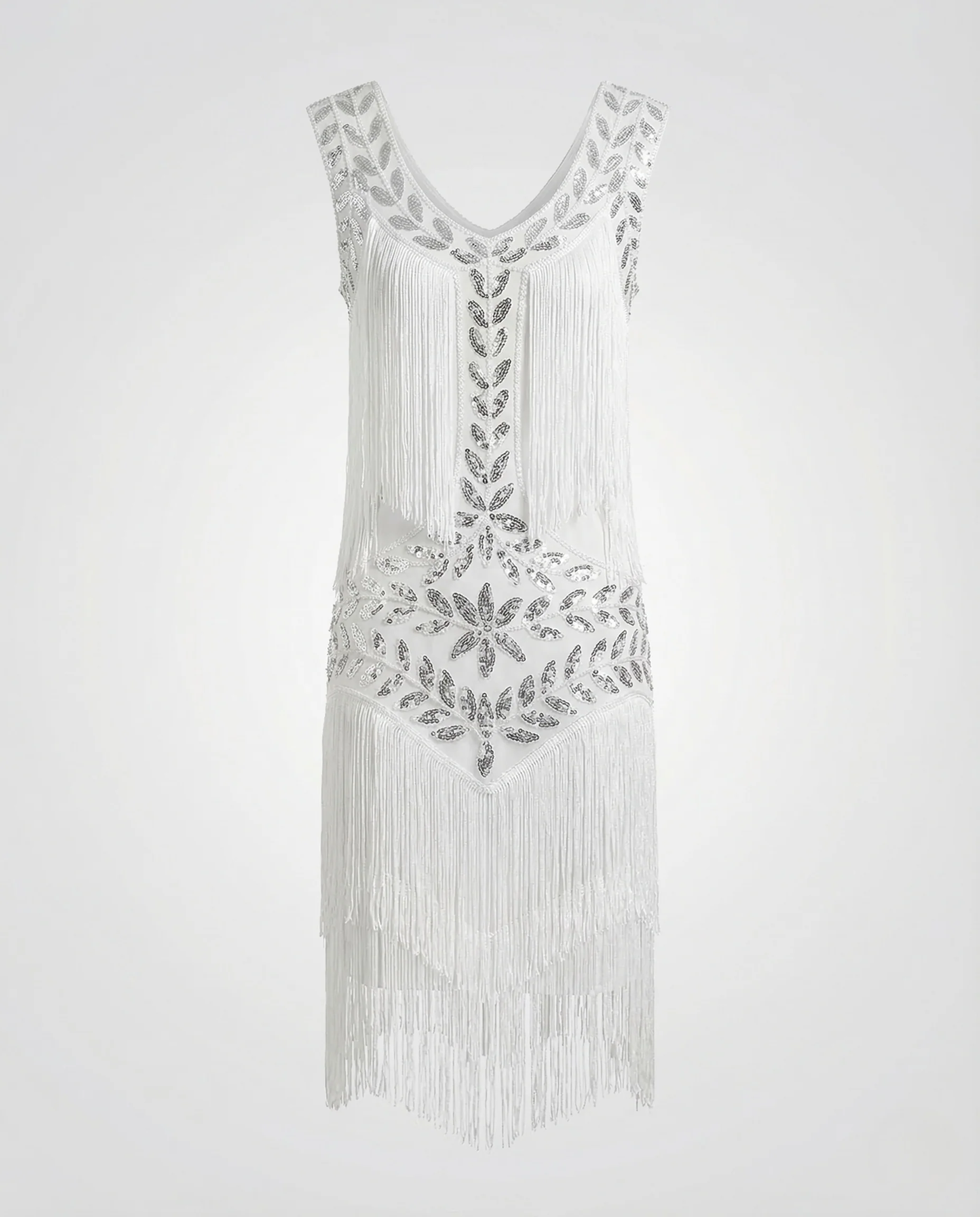 Damen Paillettenkleid Fransen V Ausschnitt - Image 10