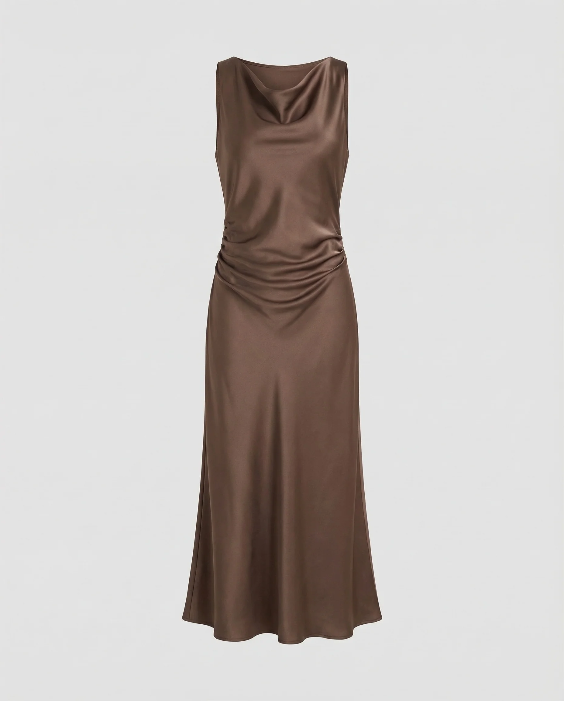 Damen Satin Maxikleid Wasserfall - Image 5
