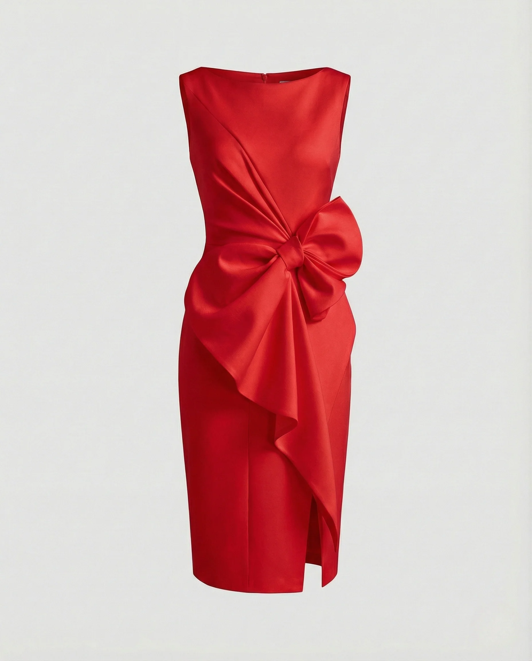 Satin Etuikleid Asymmetrisch Elegant Damen - Image 10