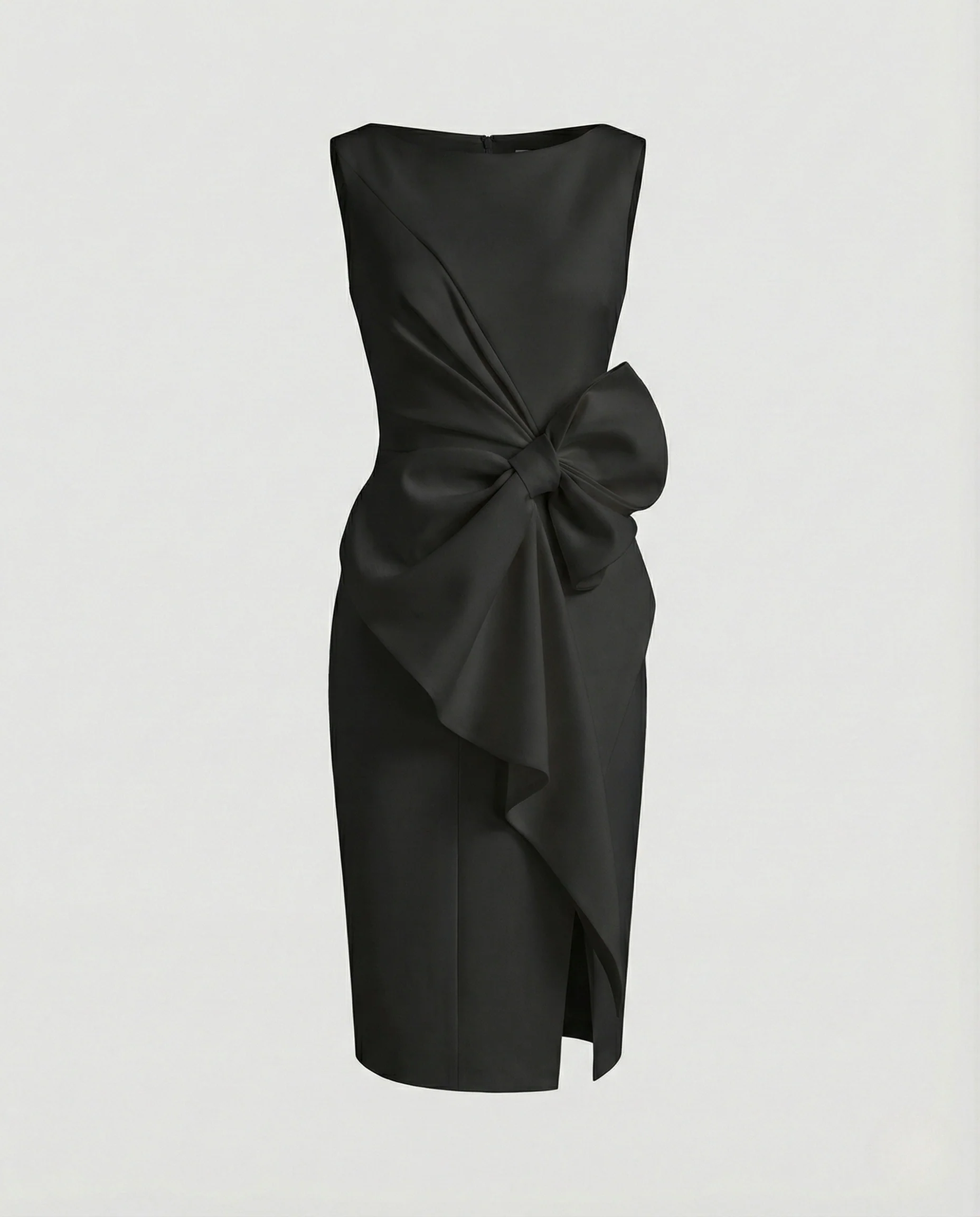 Satin Etuikleid Asymmetrisch Elegant Damen - Image 11
