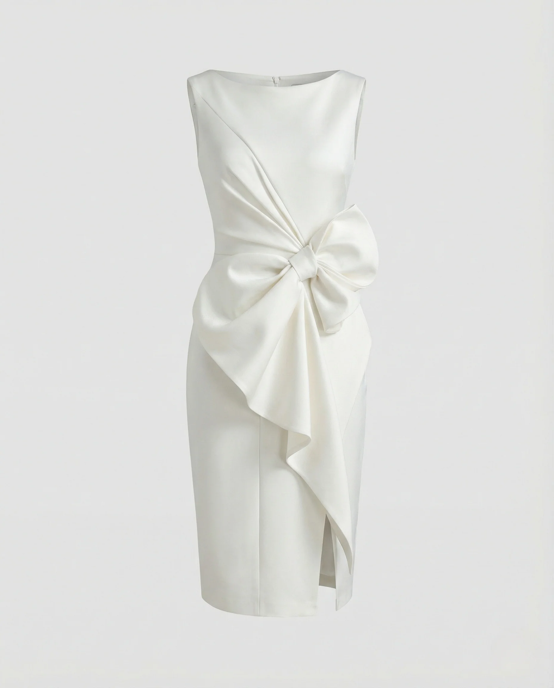 Satin Etuikleid Asymmetrisch Elegant Damen - Image 5