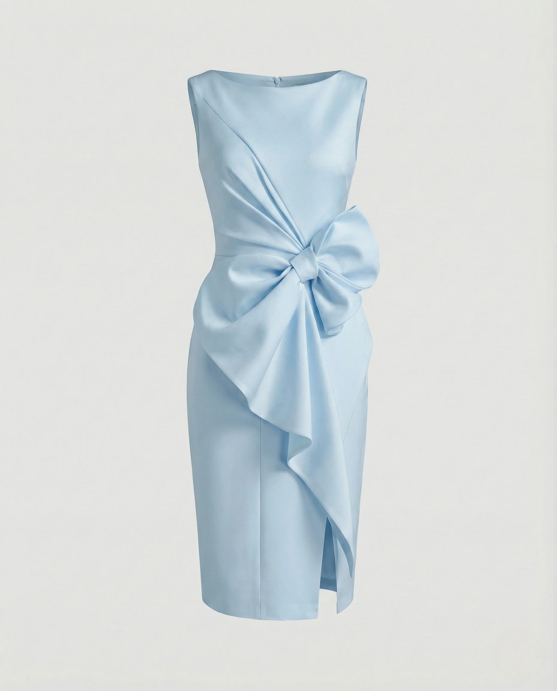 Satin Etuikleid Asymmetrisch Elegant Damen - Image 8