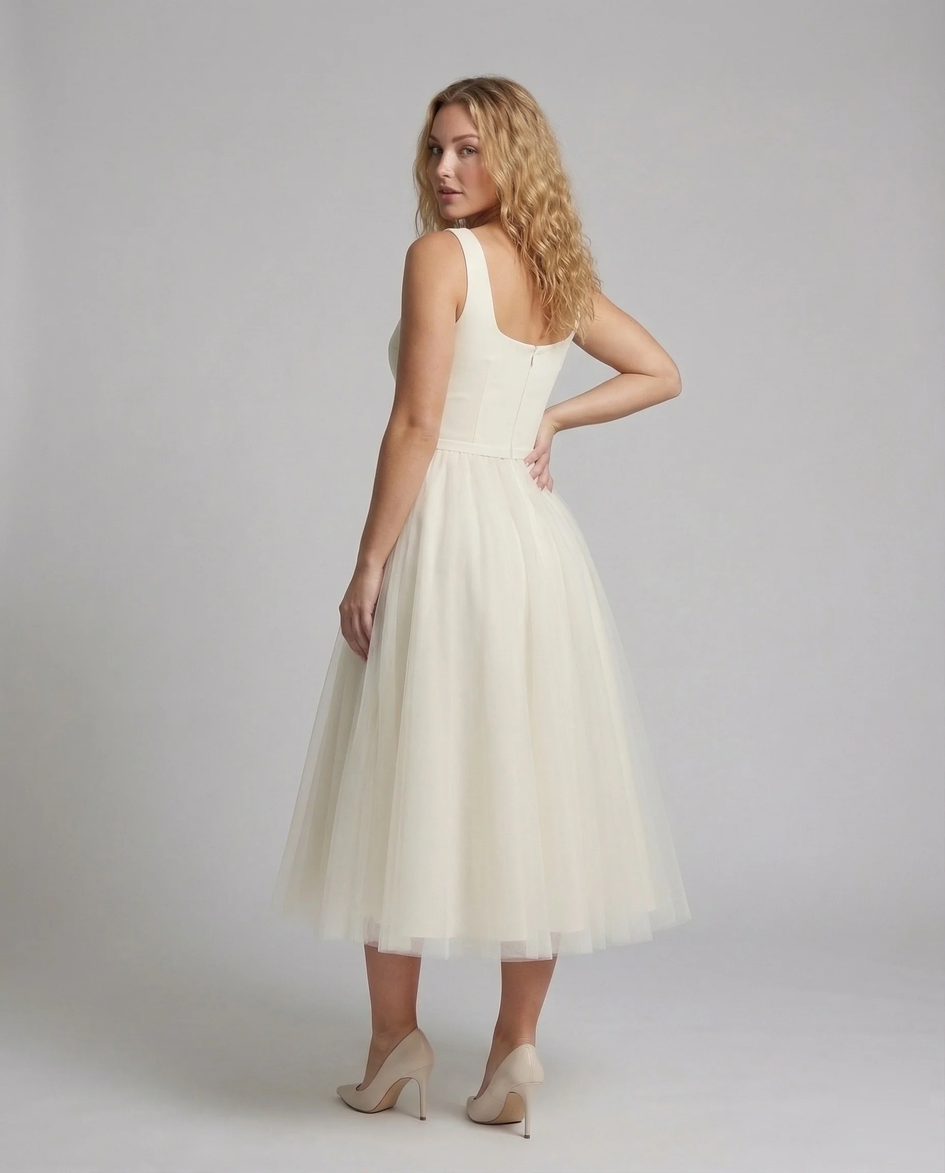 Damen Träger Abendkleid mit Tüllrock - Image 4