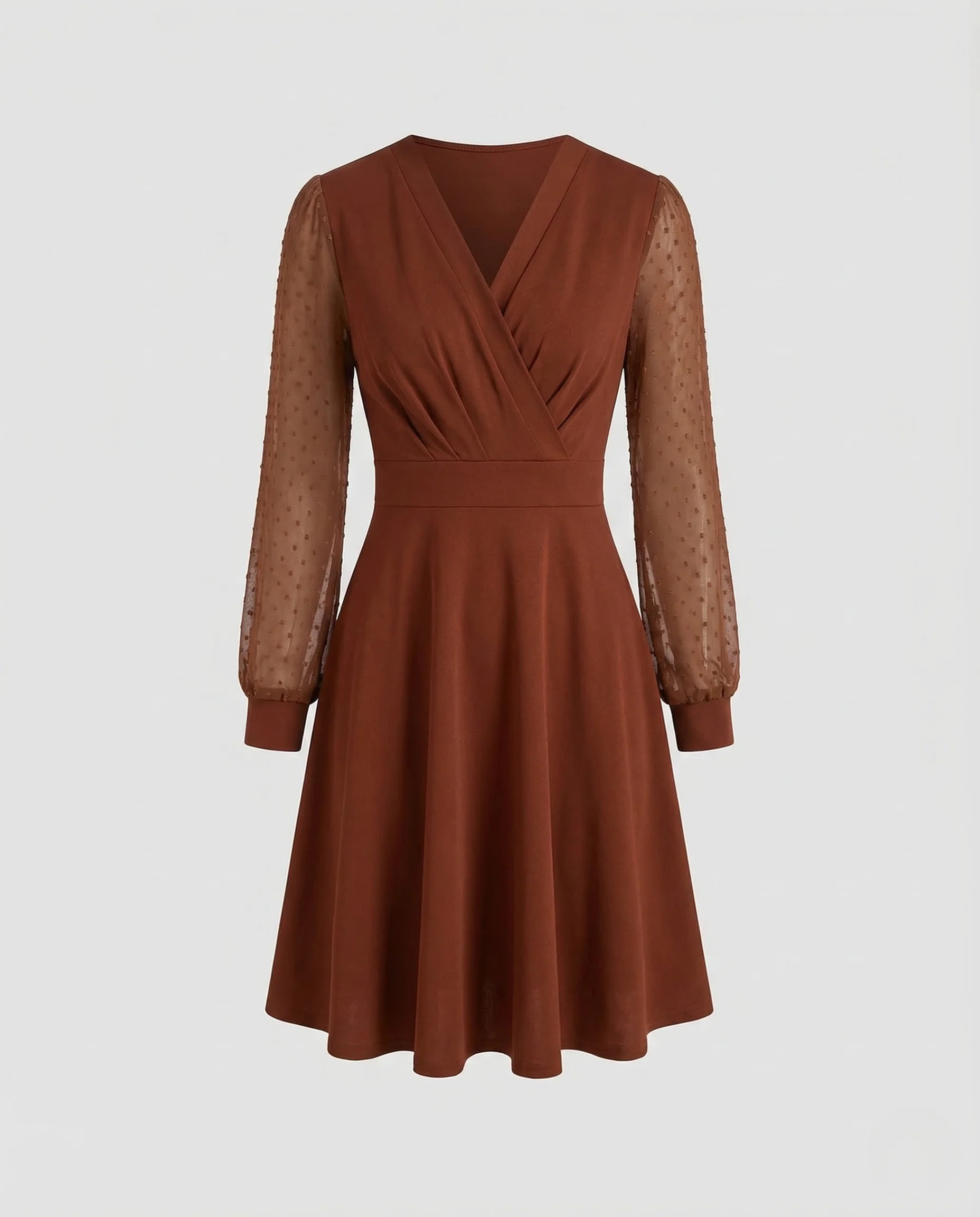 Damen Wickelkleid A Linie Punktärmel - Image 5