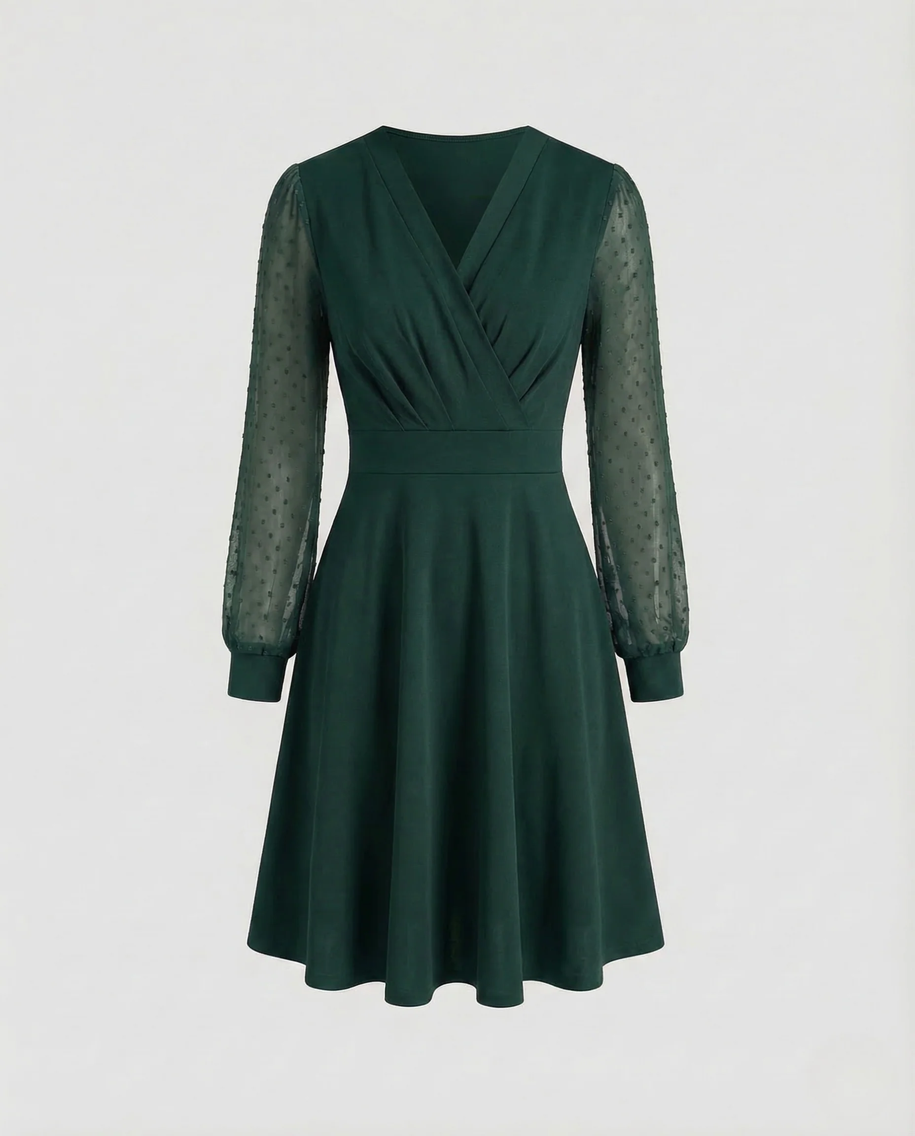Damen Wickelkleid A Linie Punktärmel - Image 6