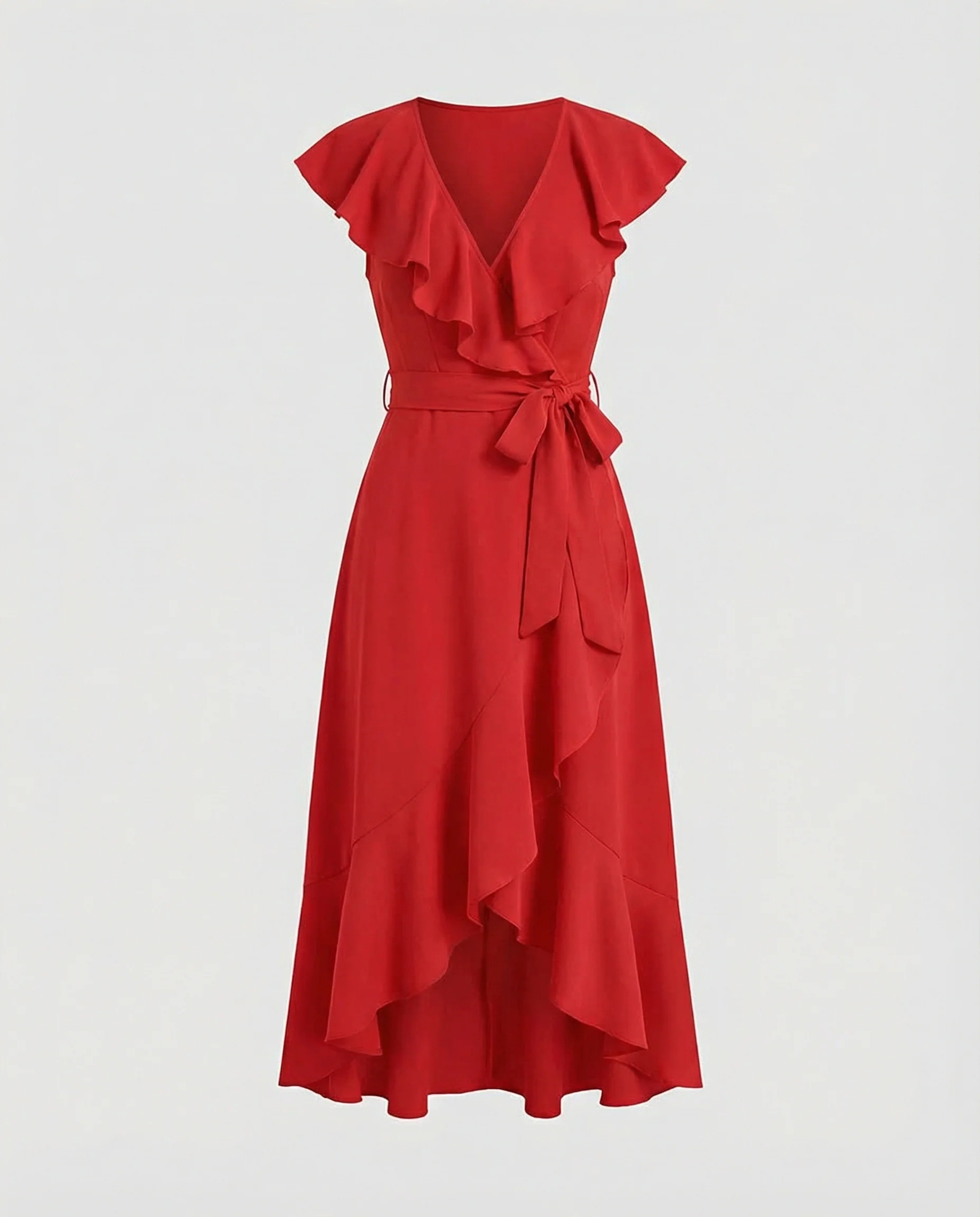 Damen Wickelkleid elegant mit Volants - Image 6