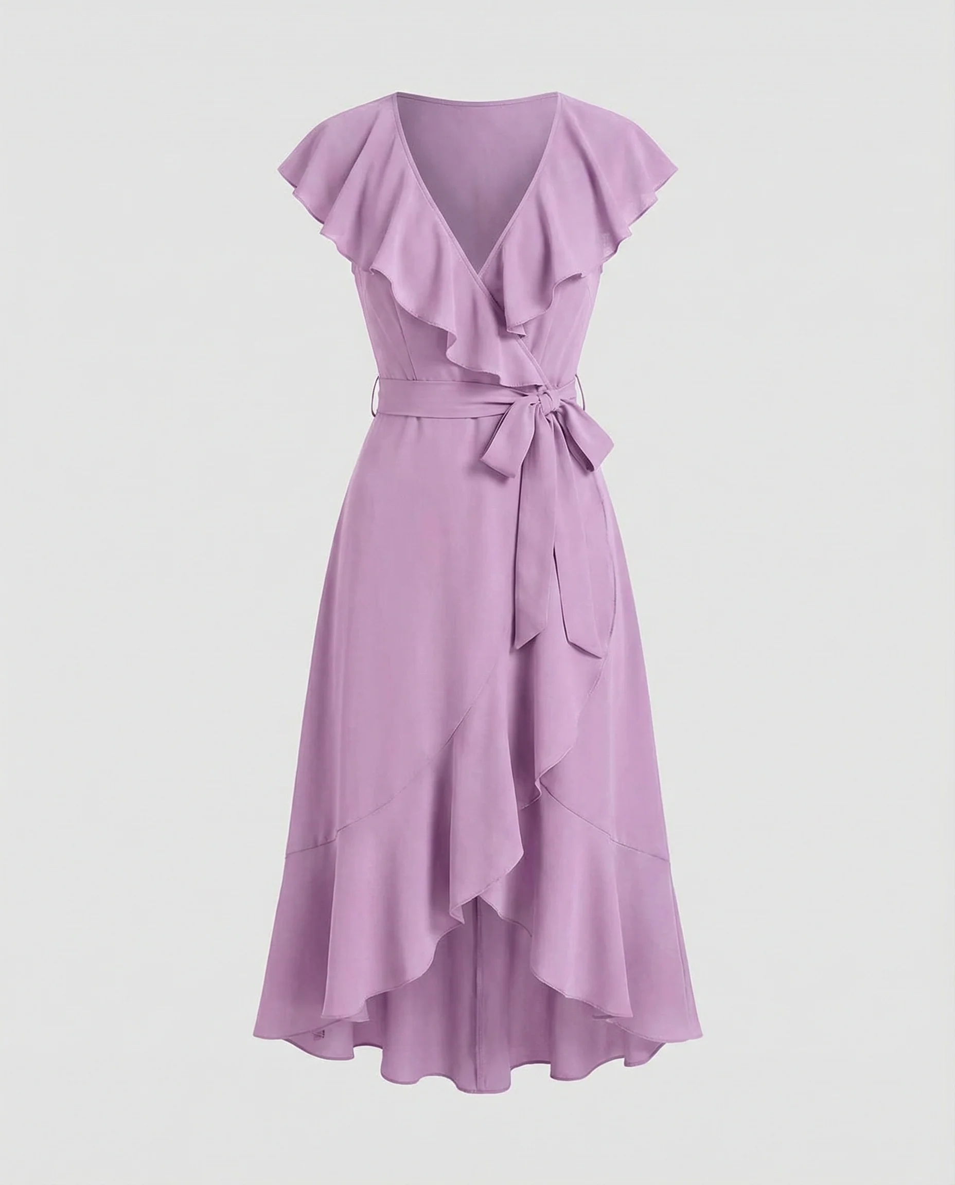Damen Wickelkleid elegant mit Volants - Image 8