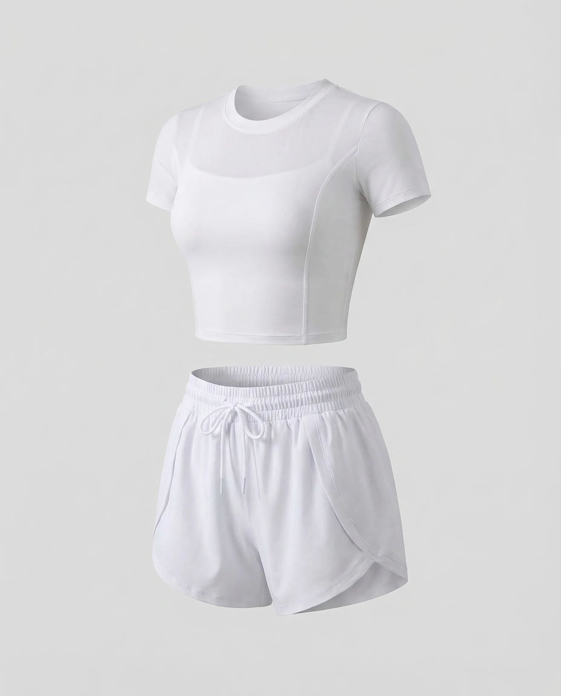 Damen Sport Set Crop Shirt Shorts - Image 5