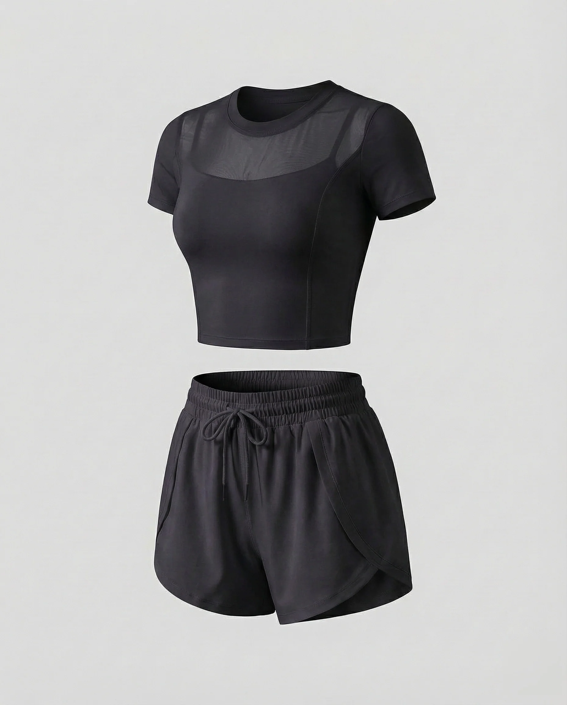 Damen Sport Set Crop Shirt Shorts - Image 6