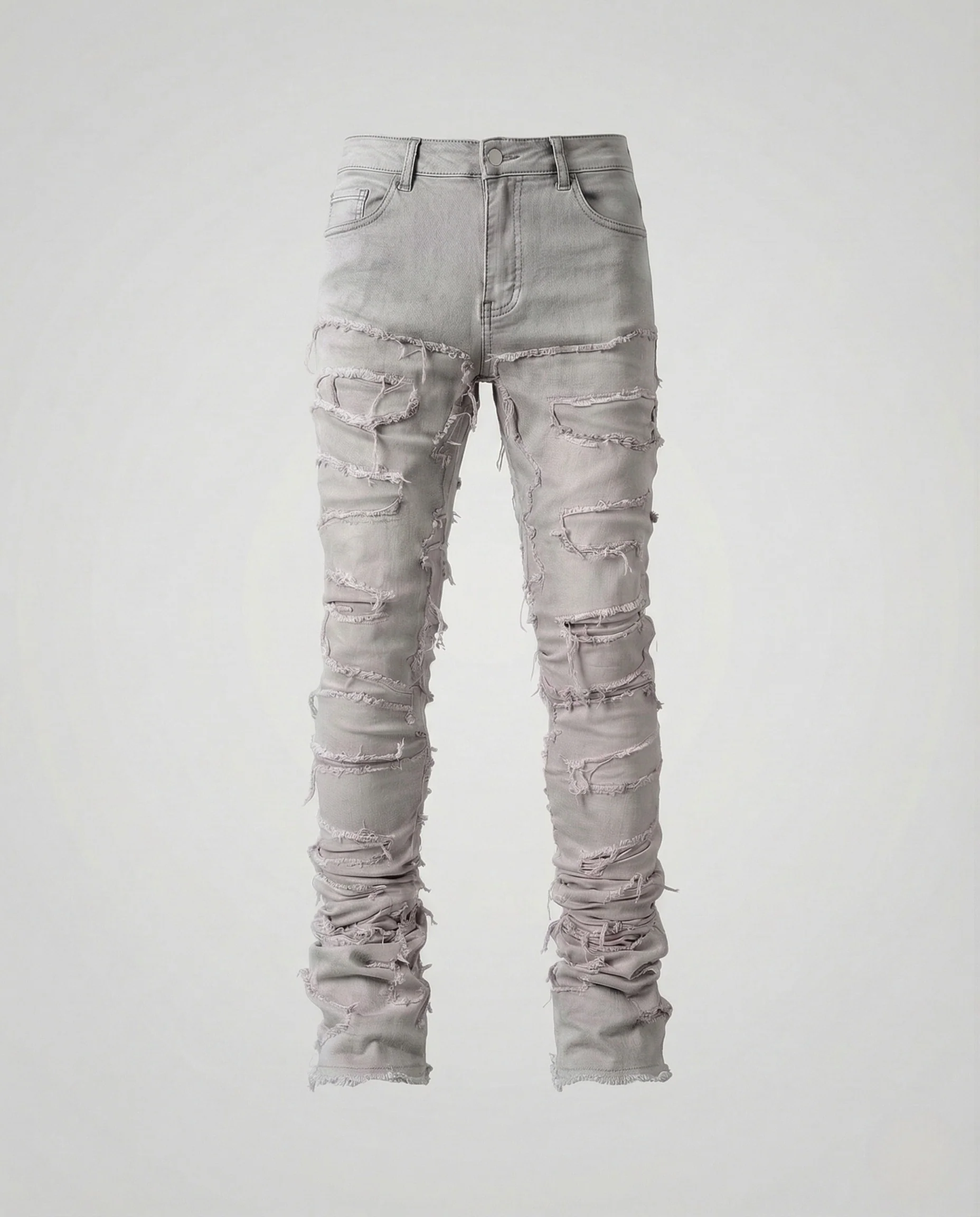 Damen High Waist Destroy Jeans mit Fransen Skinny Denim - Image 10