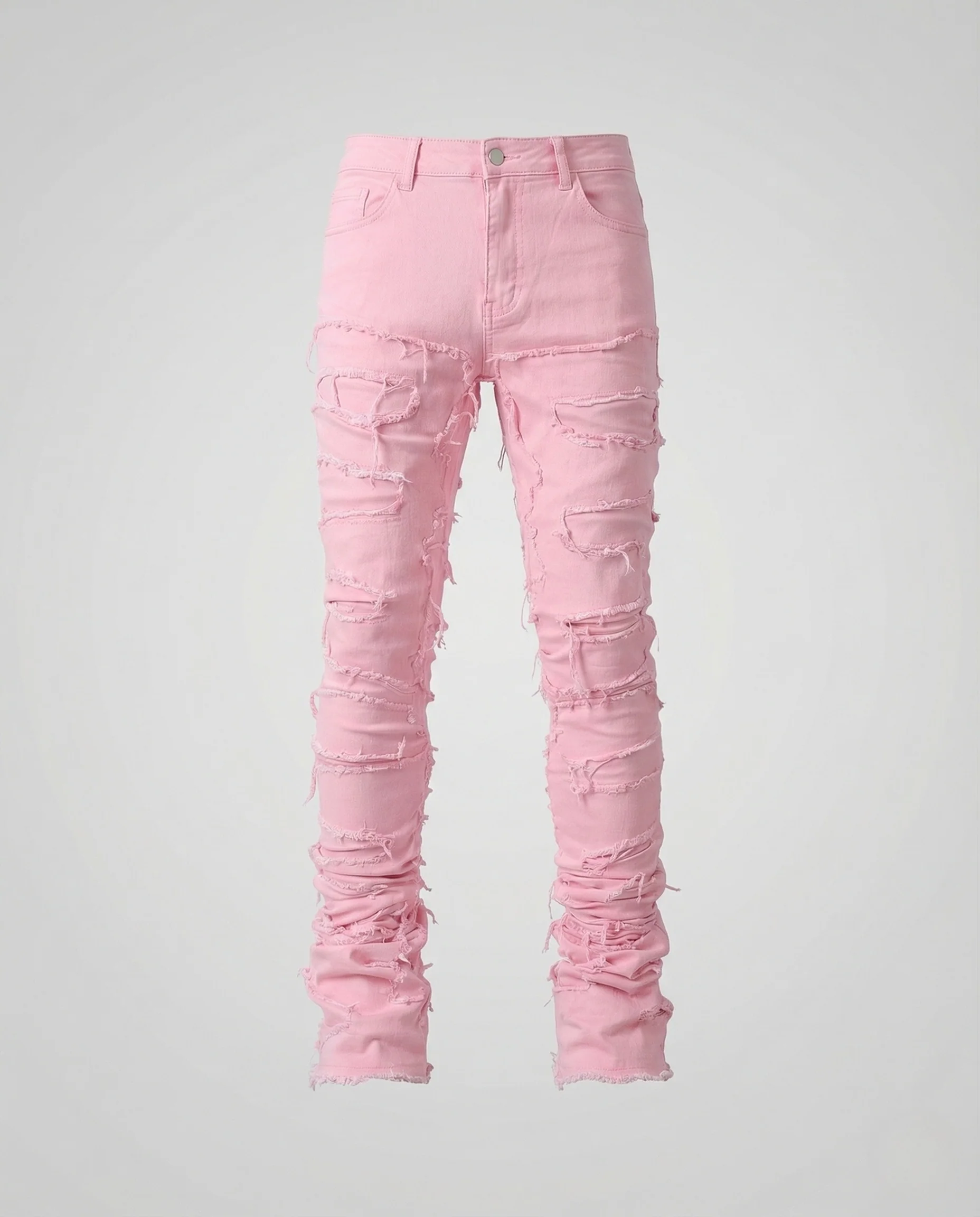 Damen High Waist Destroy Jeans mit Fransen Skinny Denim - Image 5